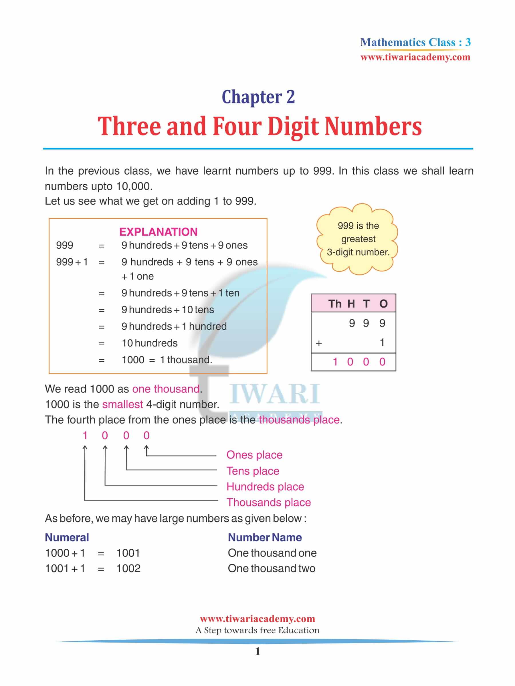 Class 3 Maths Chapter 2 Revision Book