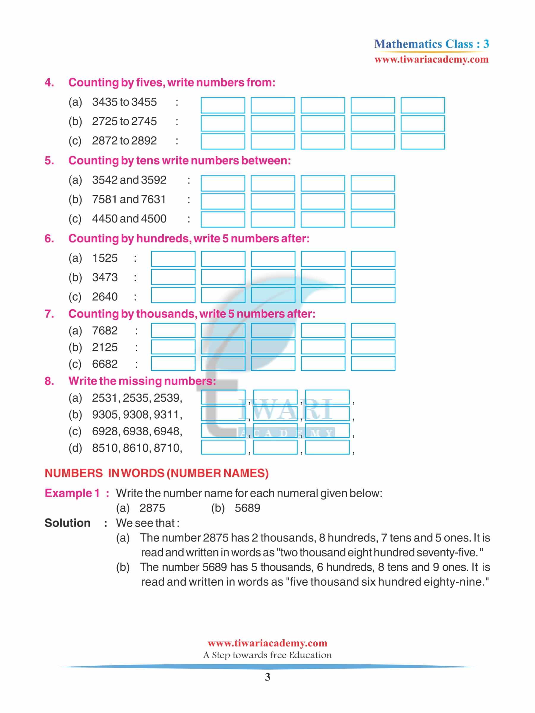 Class 3 Maths Chapter 2 Revision Book with answers