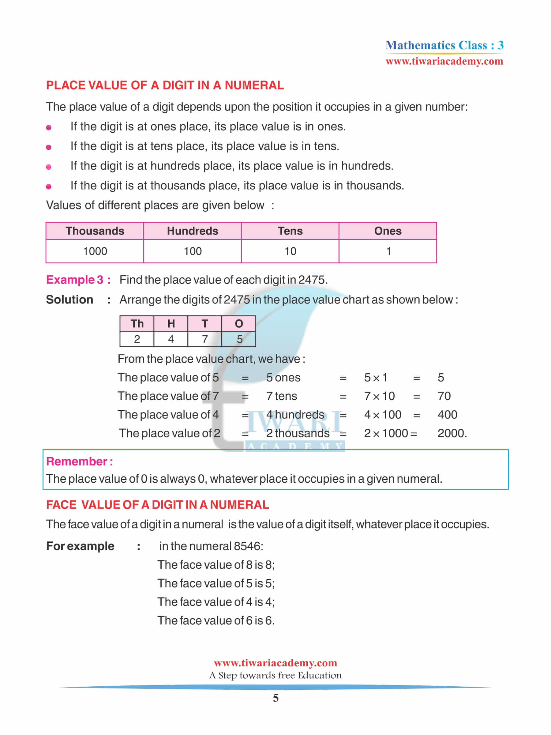 Class 3 Maths Chapter 2 Revision Question Answers