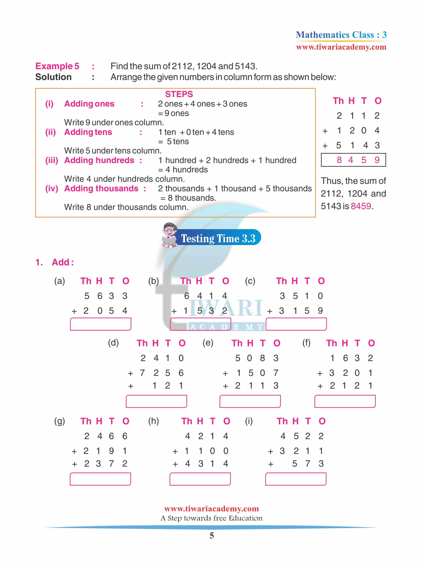 Class 3 Maths Chapter 3 Practice