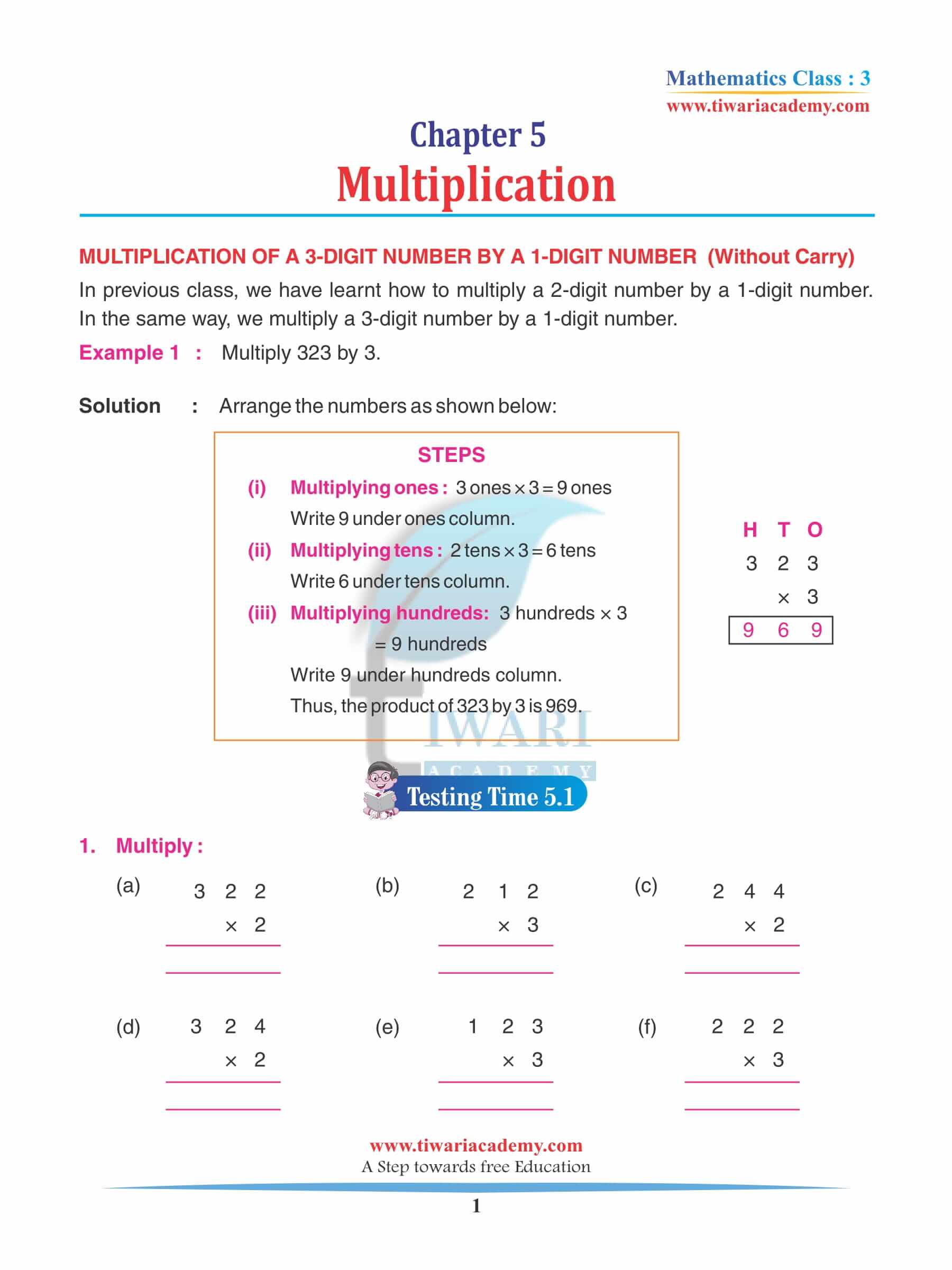 Class 3 Maths Chapter 5 Revision Book