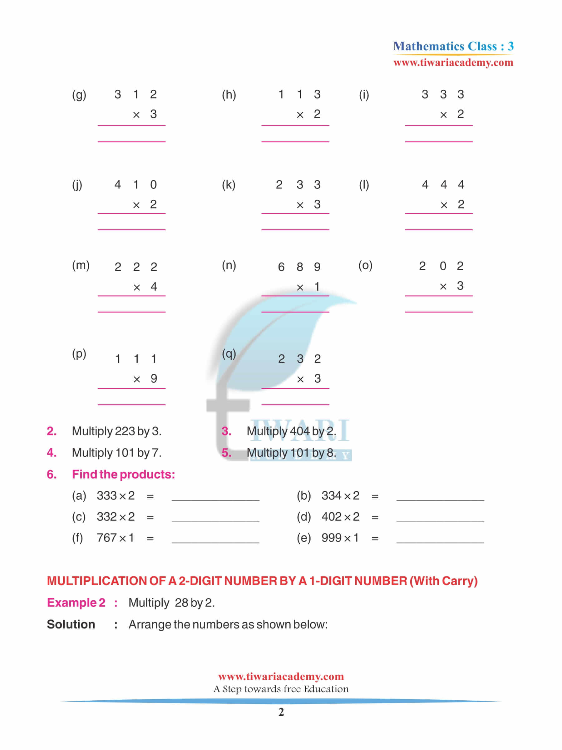 Class 3 Maths Chapter 5 Revision Quesiton answers