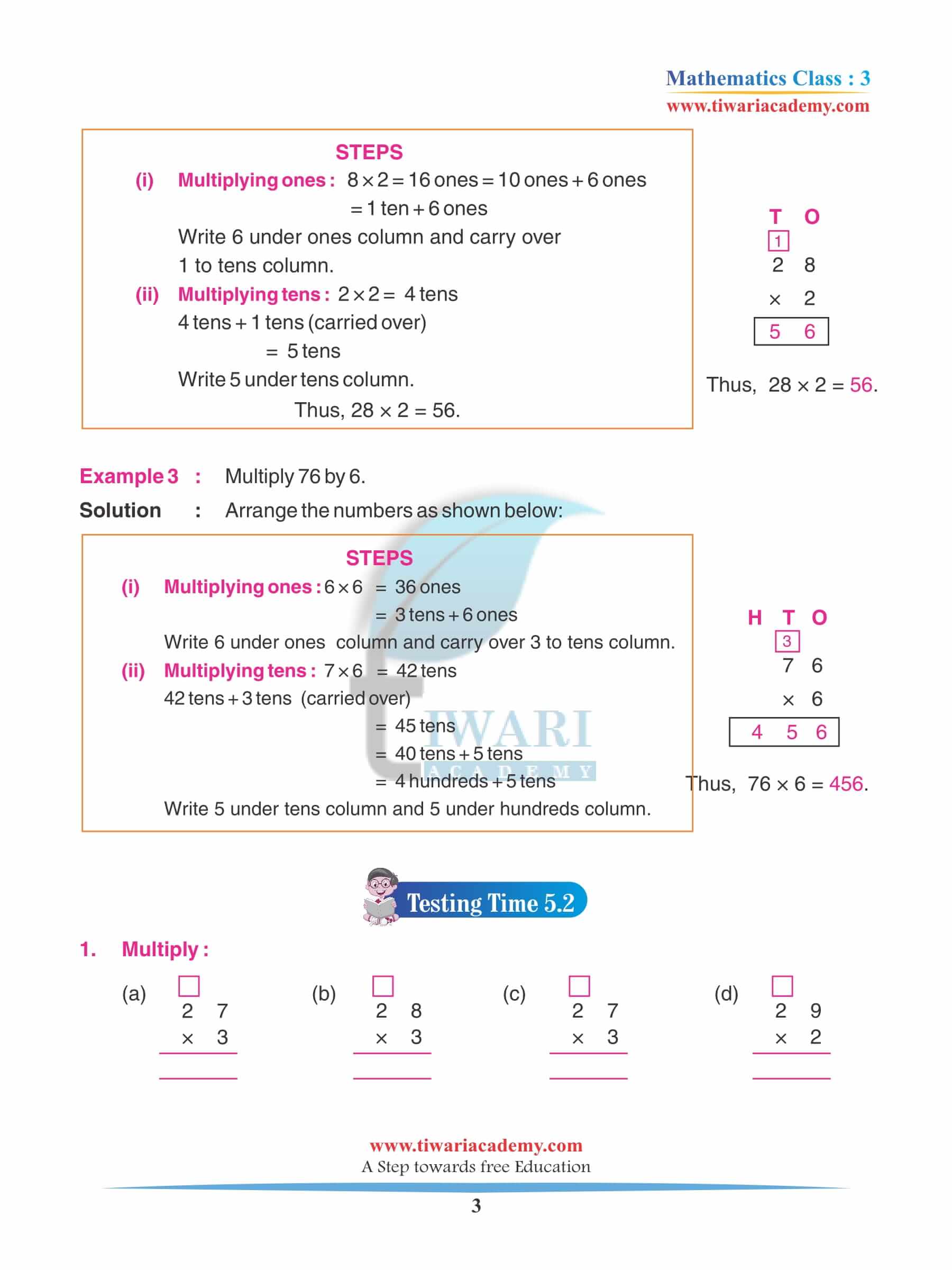 Class 3 Maths Chapter 5 Revision Book pdf free