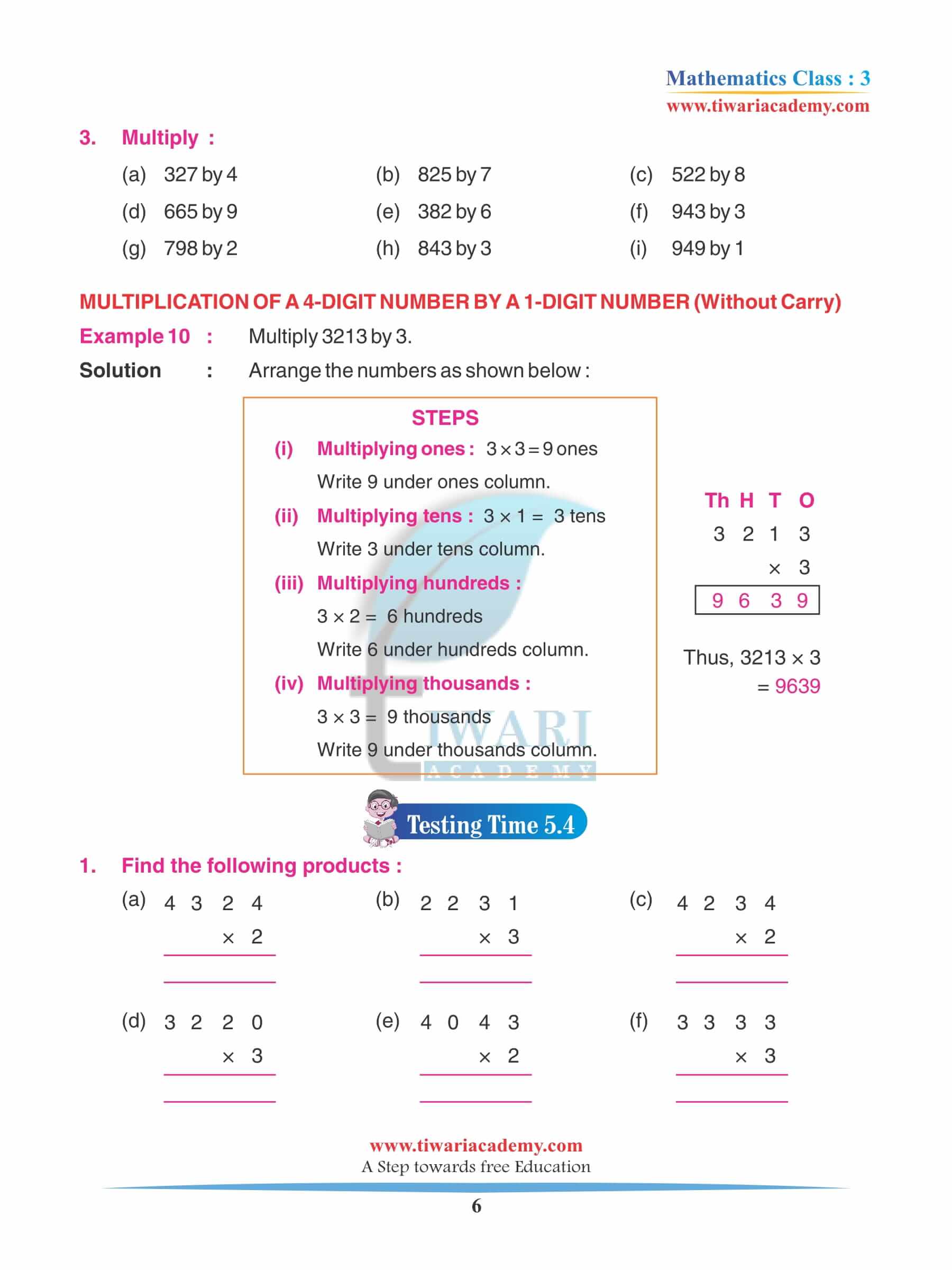 Class 3 Maths Chapter 5 Practice book