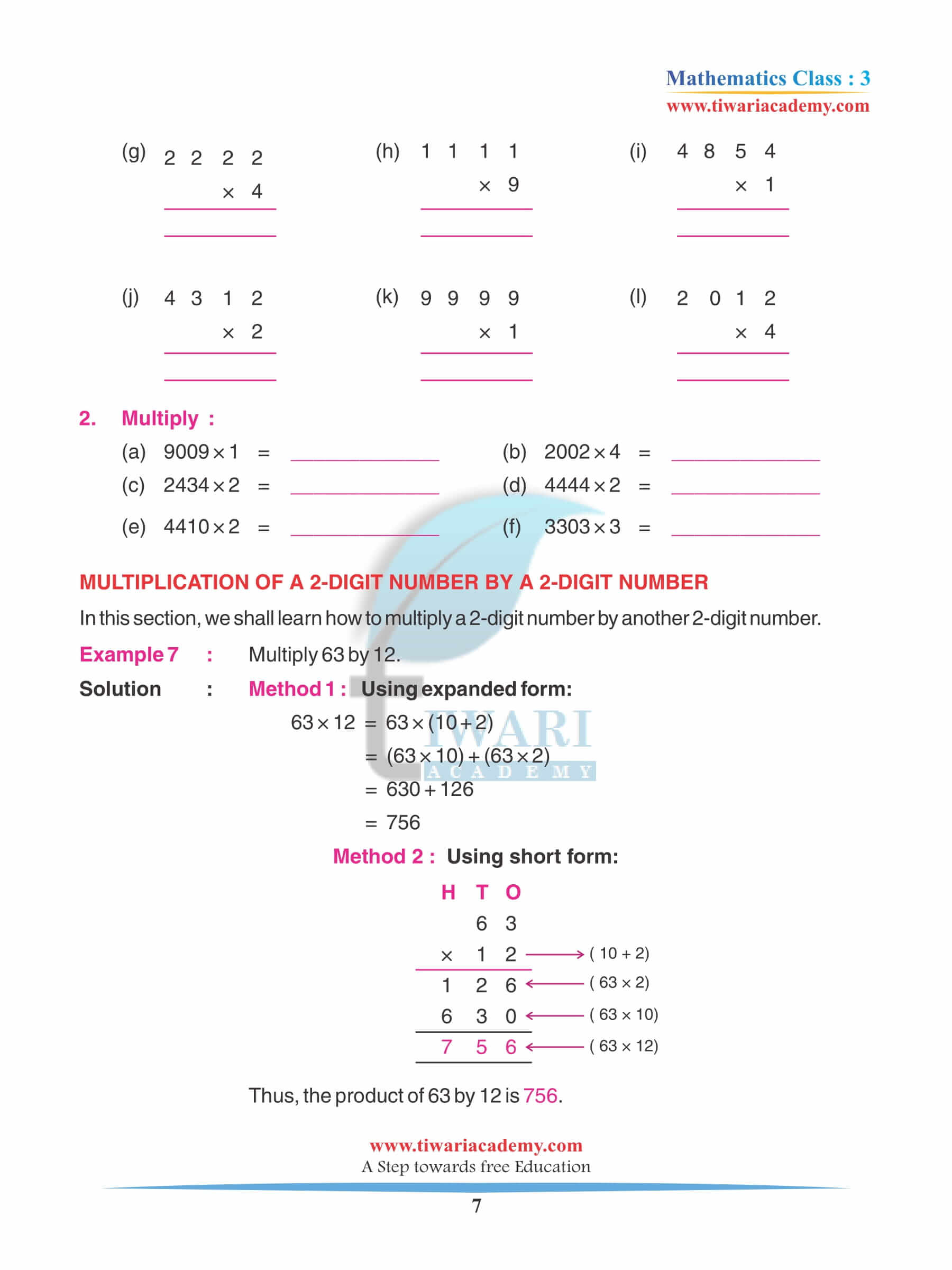 Class 3 Maths Chapter 5 Practice question answers