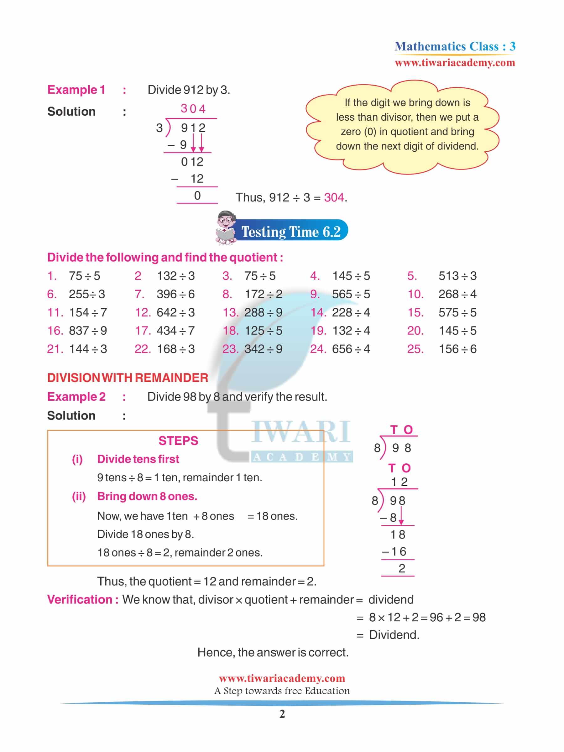 Class 3 Maths Chapter 6 Revision Book in PDF