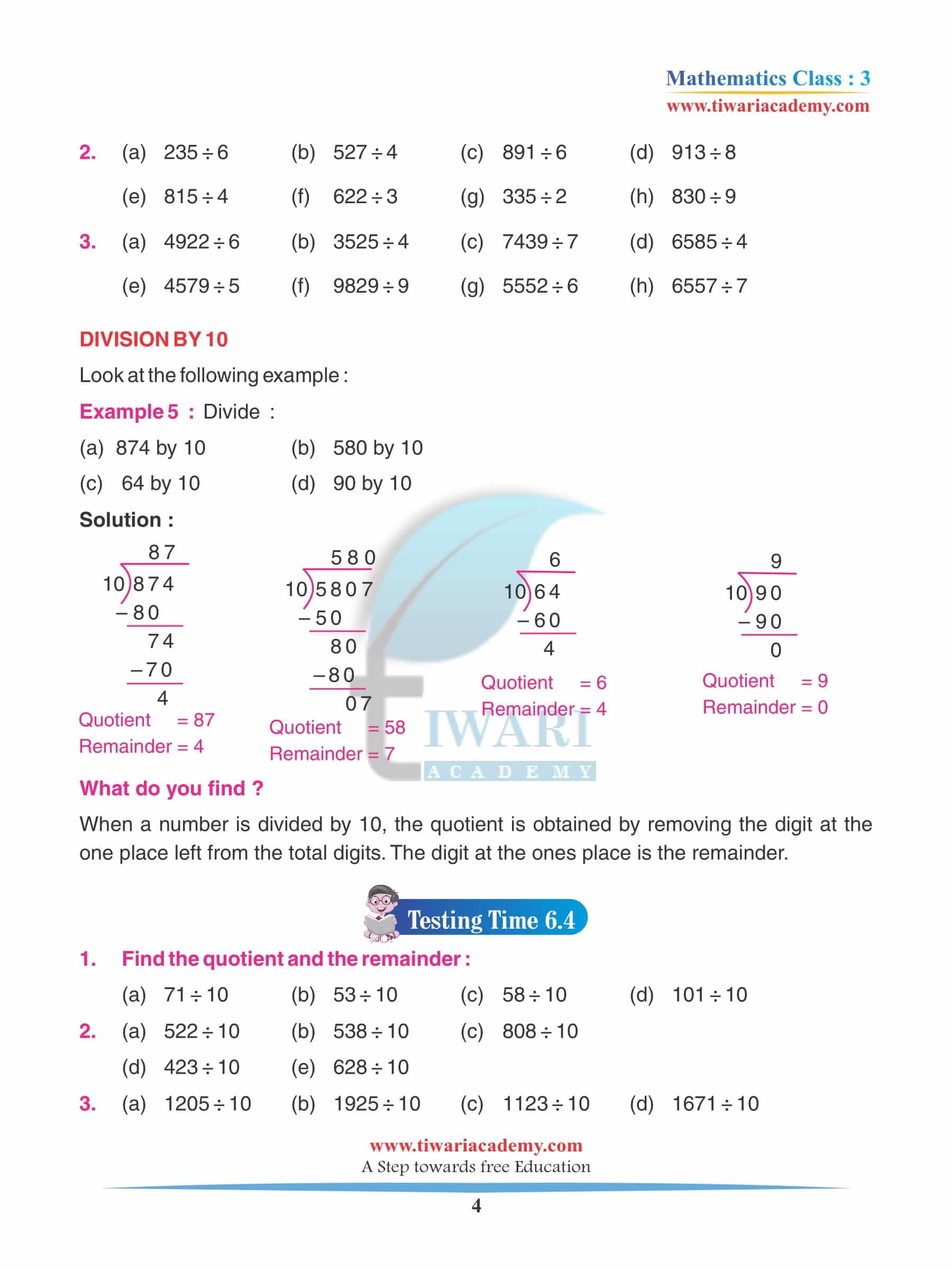 Class 3 Maths Chapter 6 Practice