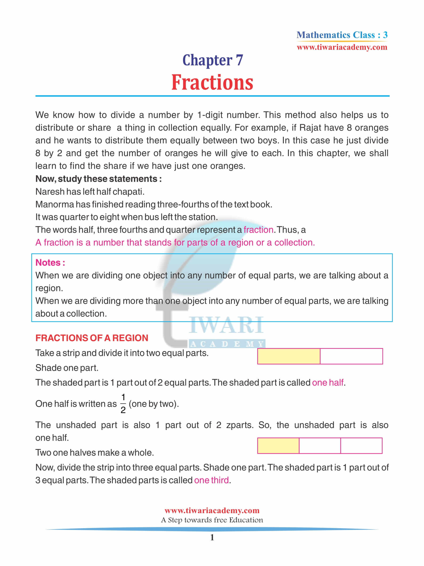 Class 3 Maths Chapter 7 Revision Book