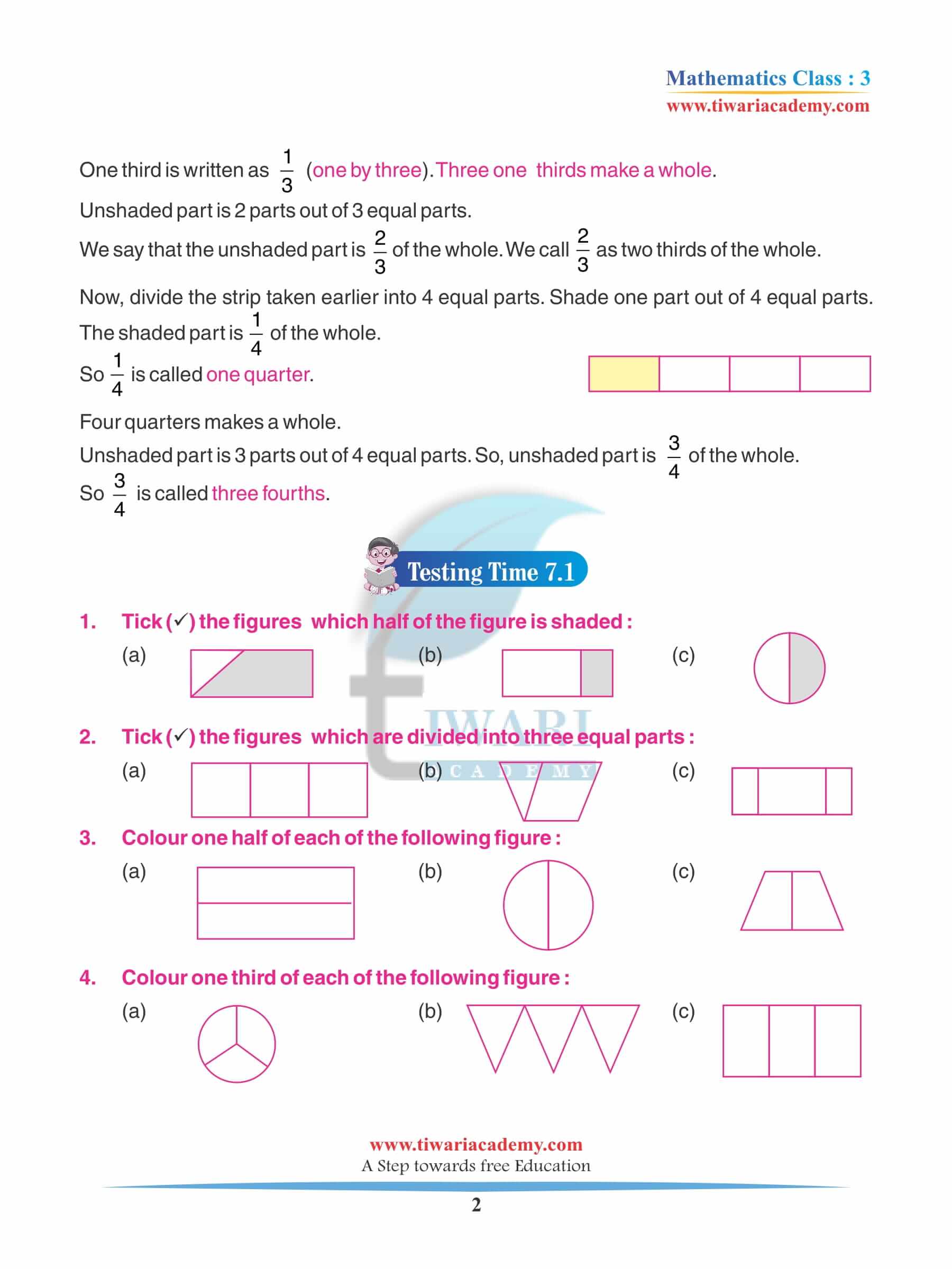 Class 3 Maths Chapter 7 Revision Question Answers
