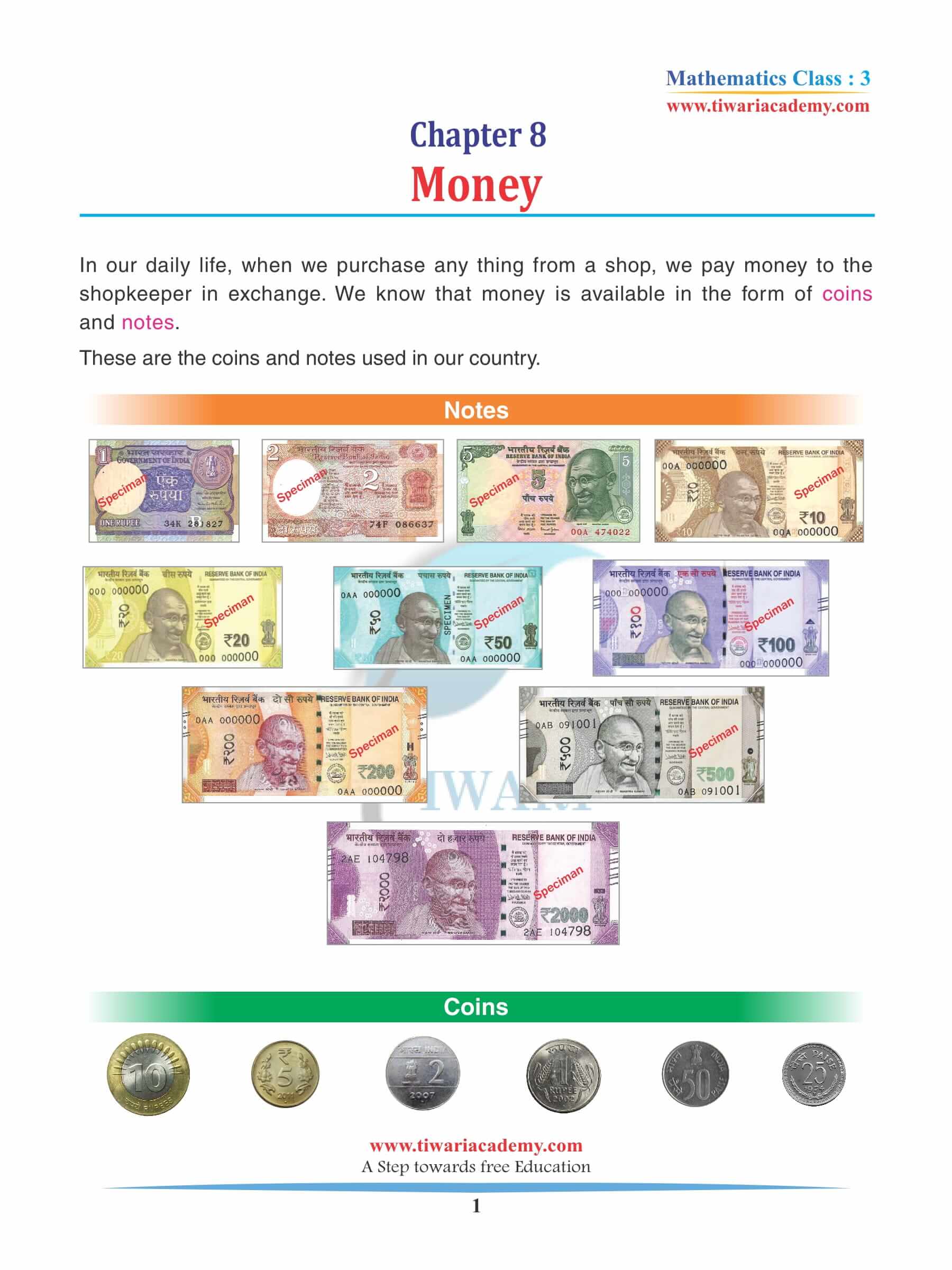 Class 3 Maths Chapter 8 Revision Book