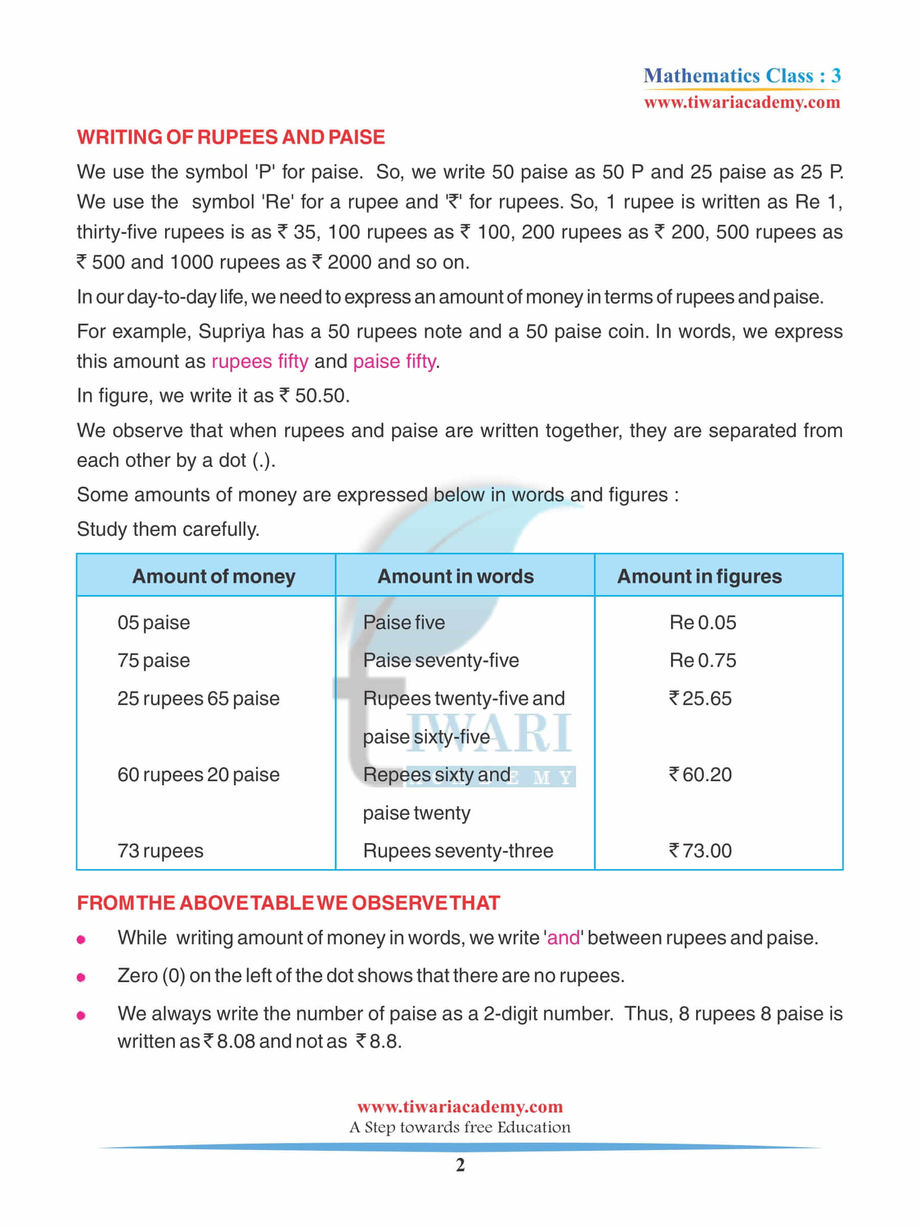 Class 3 Maths Chapter 8 Revision Book in PDF