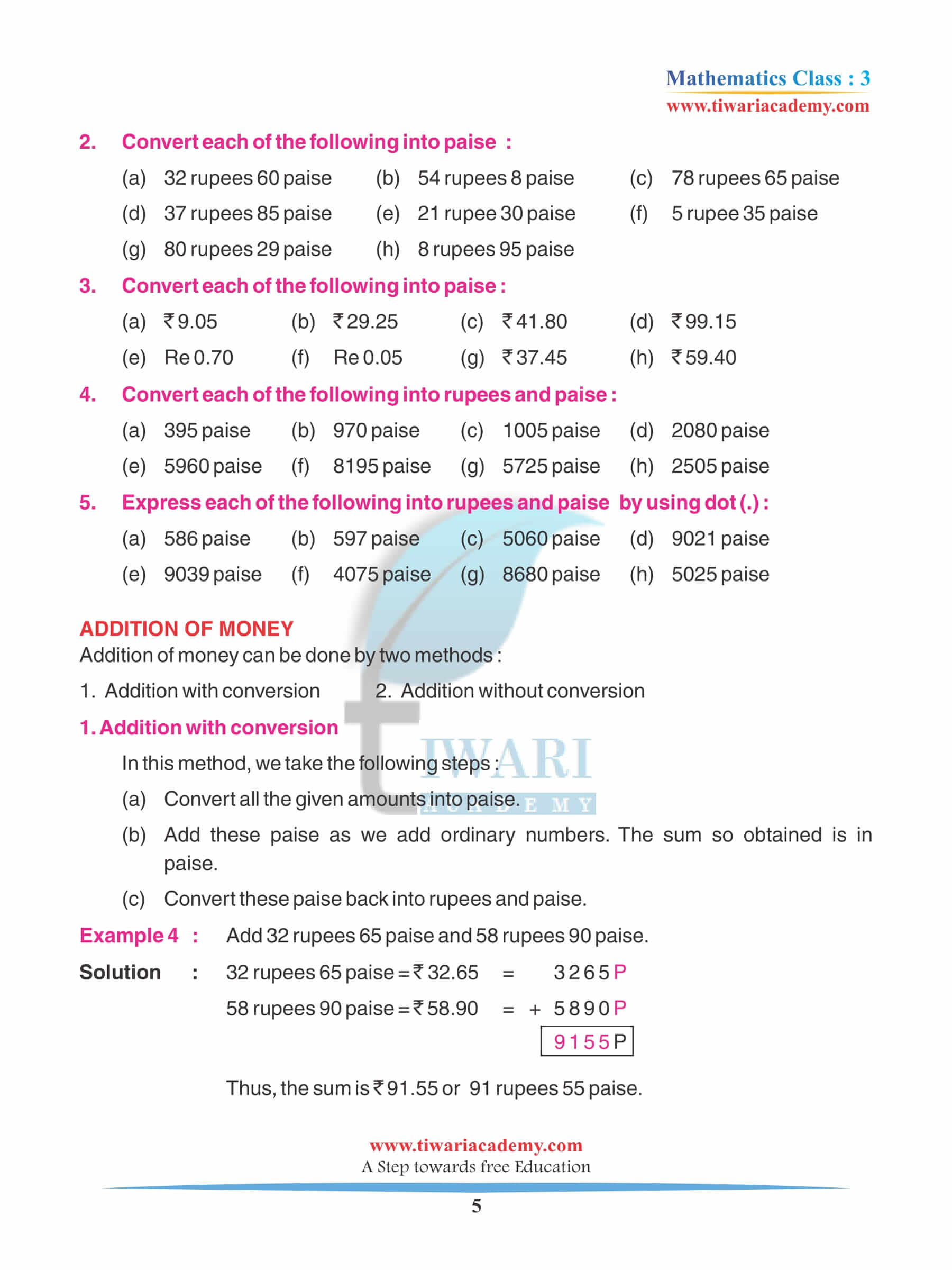 Class 3 Maths Chapter 8 Revision assignments