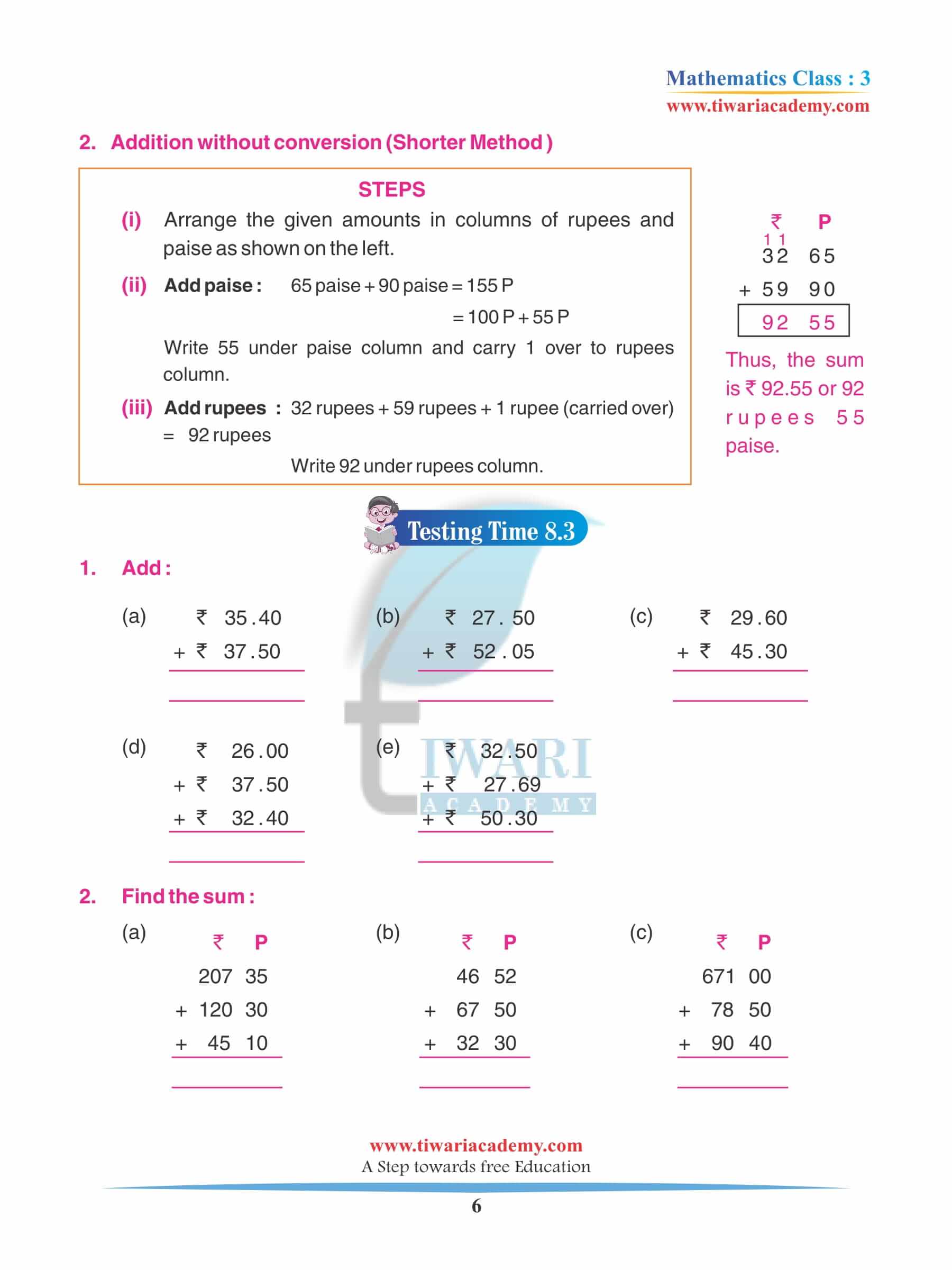 Class 3 Maths Chapter 8 Practice