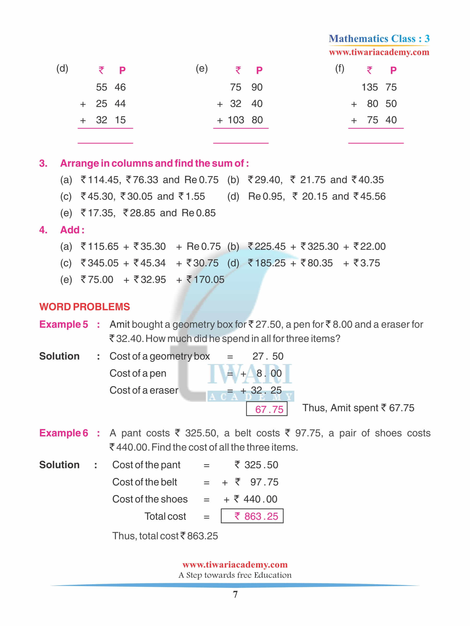 Class 3 Maths Chapter 8 Practice Book