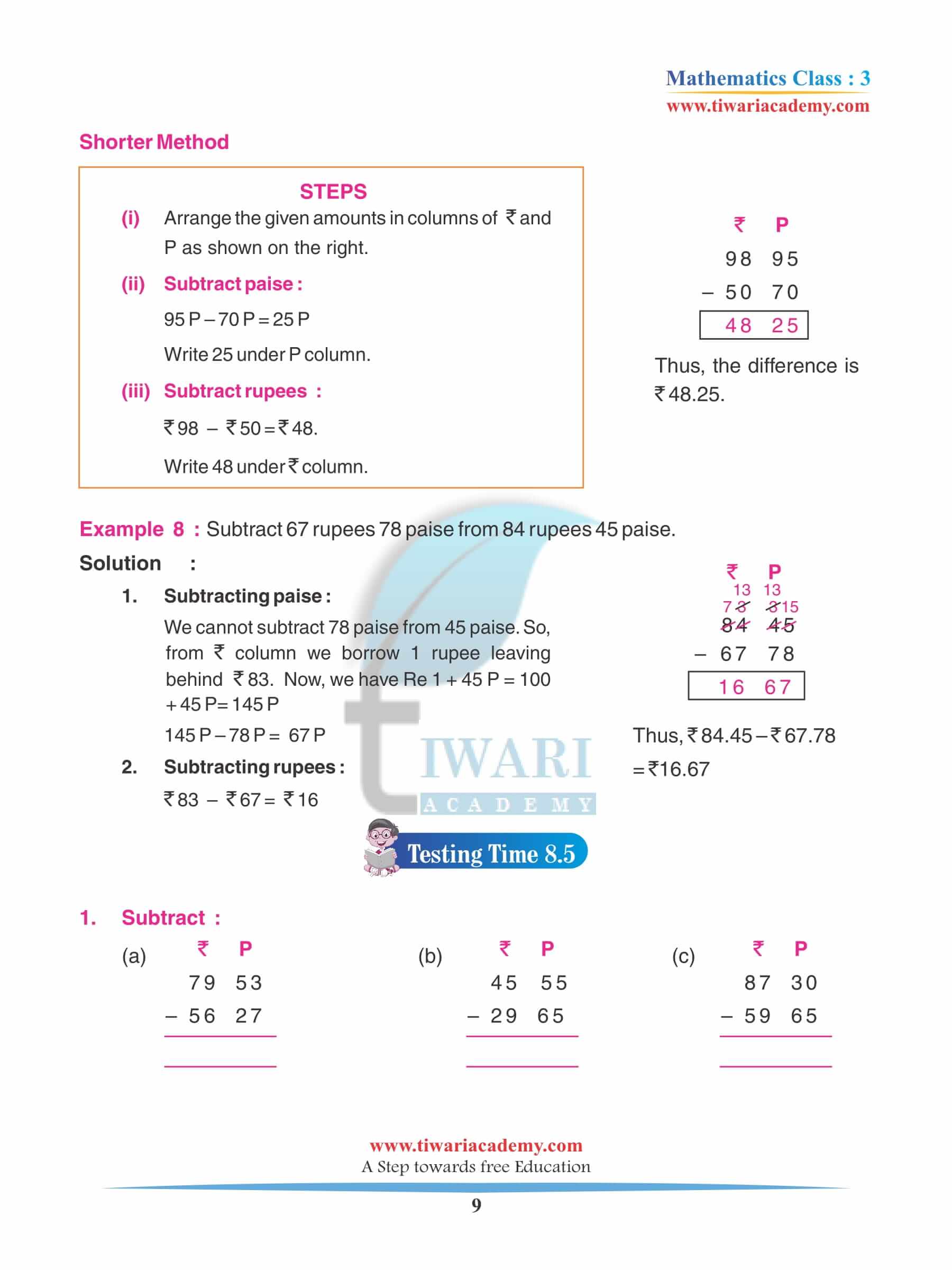 Class 3 Maths Chapter 8 Practice sheets