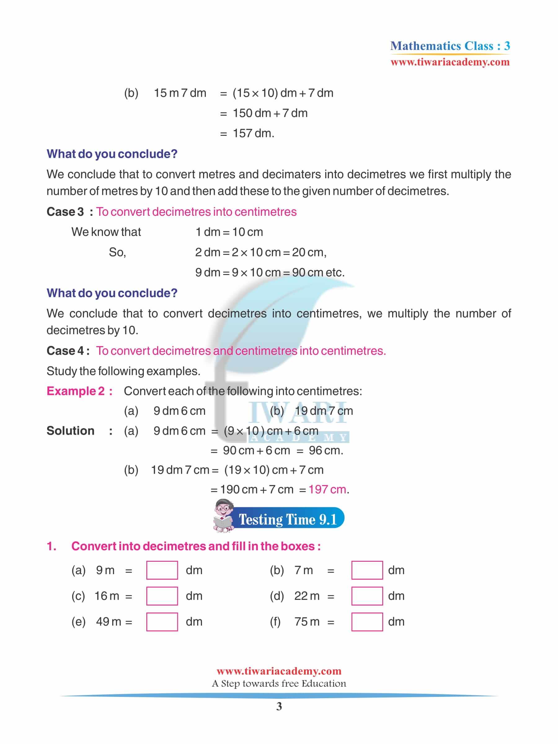 Class 3 Maths Chapter 9 Revision Book Exercises