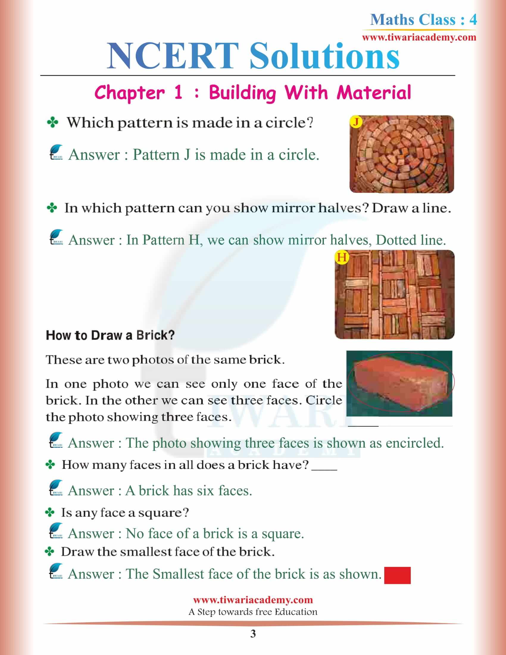 NCERT Solutions for Class 4 Maths Chapter 1 in PDF