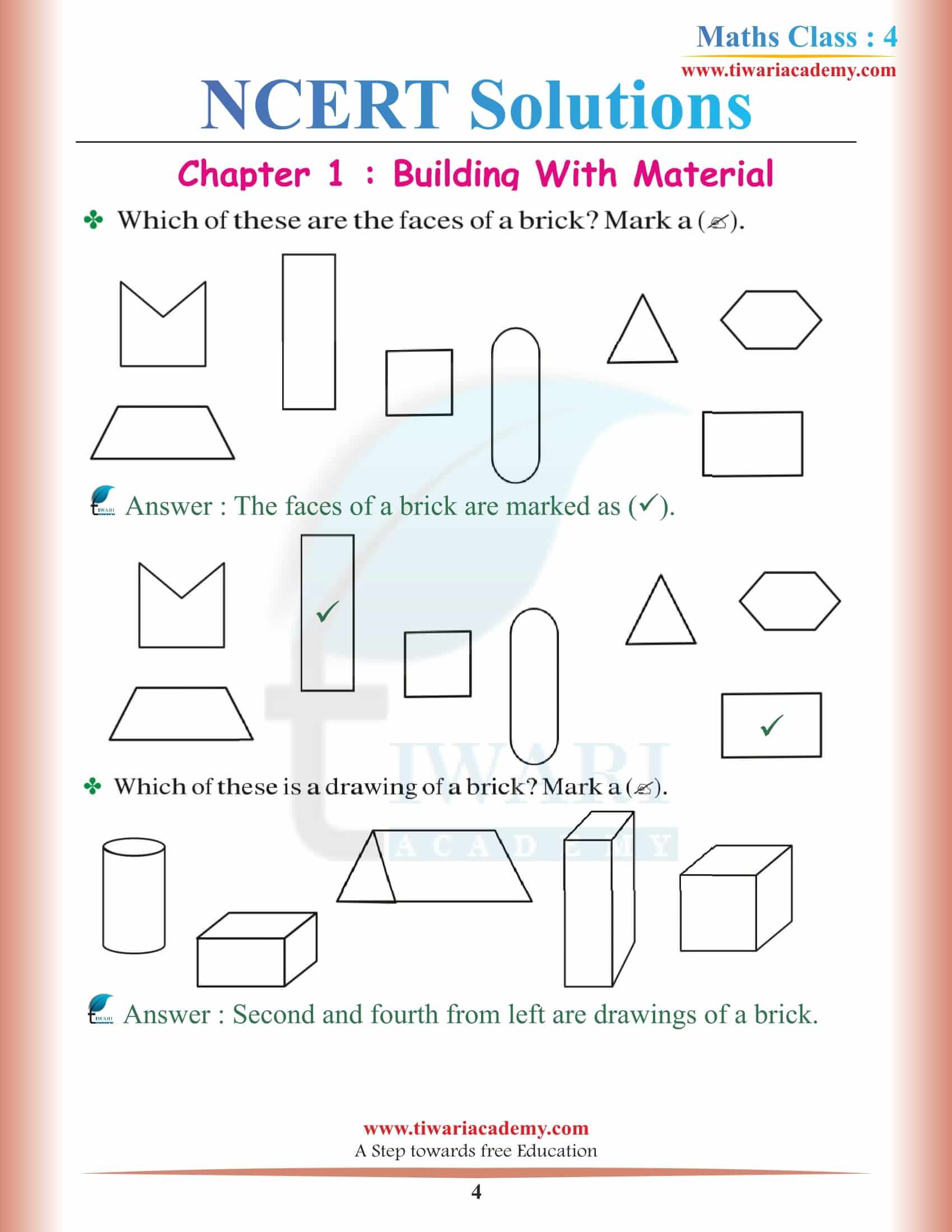 NCERT Solutions for Class 4 Maths Chapter 1 in English Medium