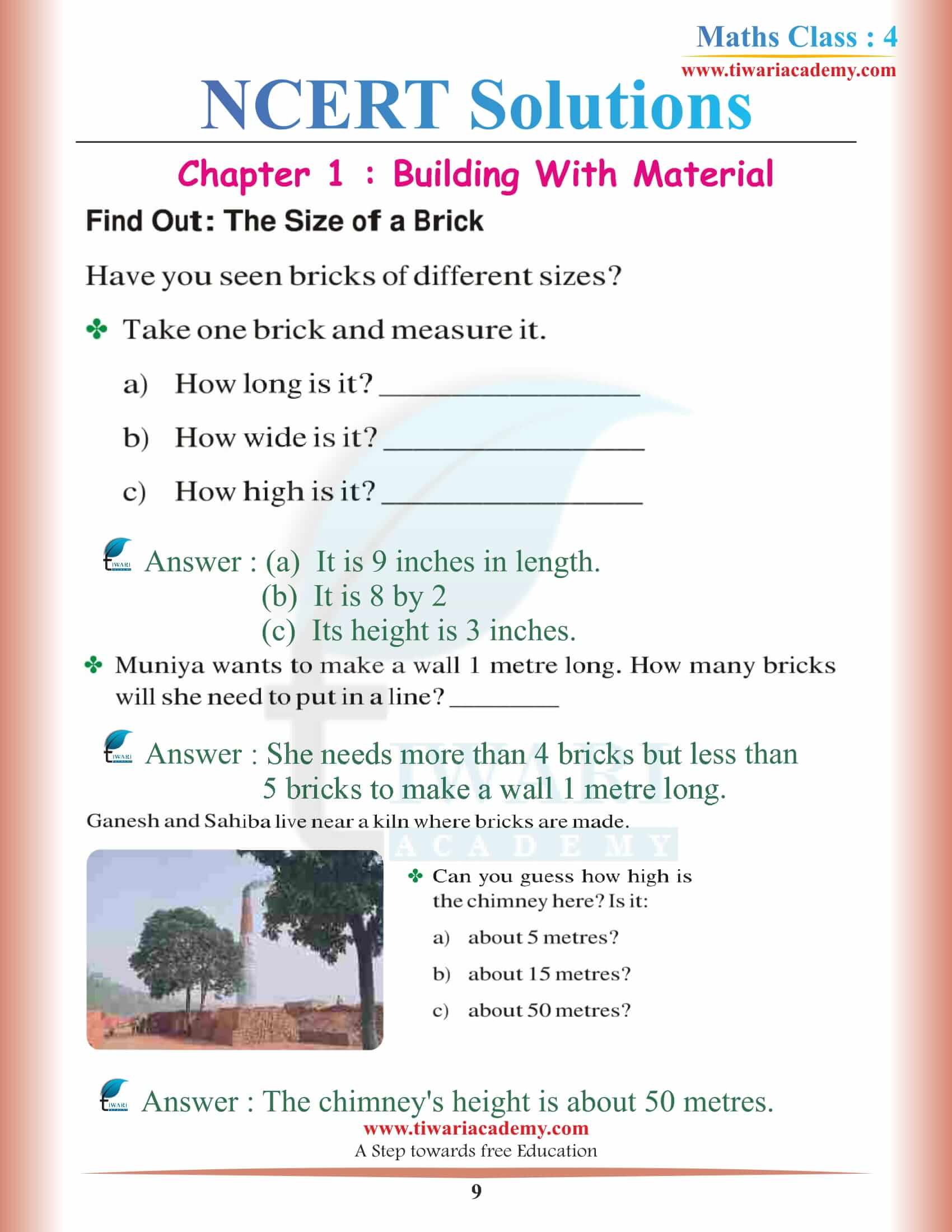 Class 4 Maths NCERT Chapter 1 Answers in PDF