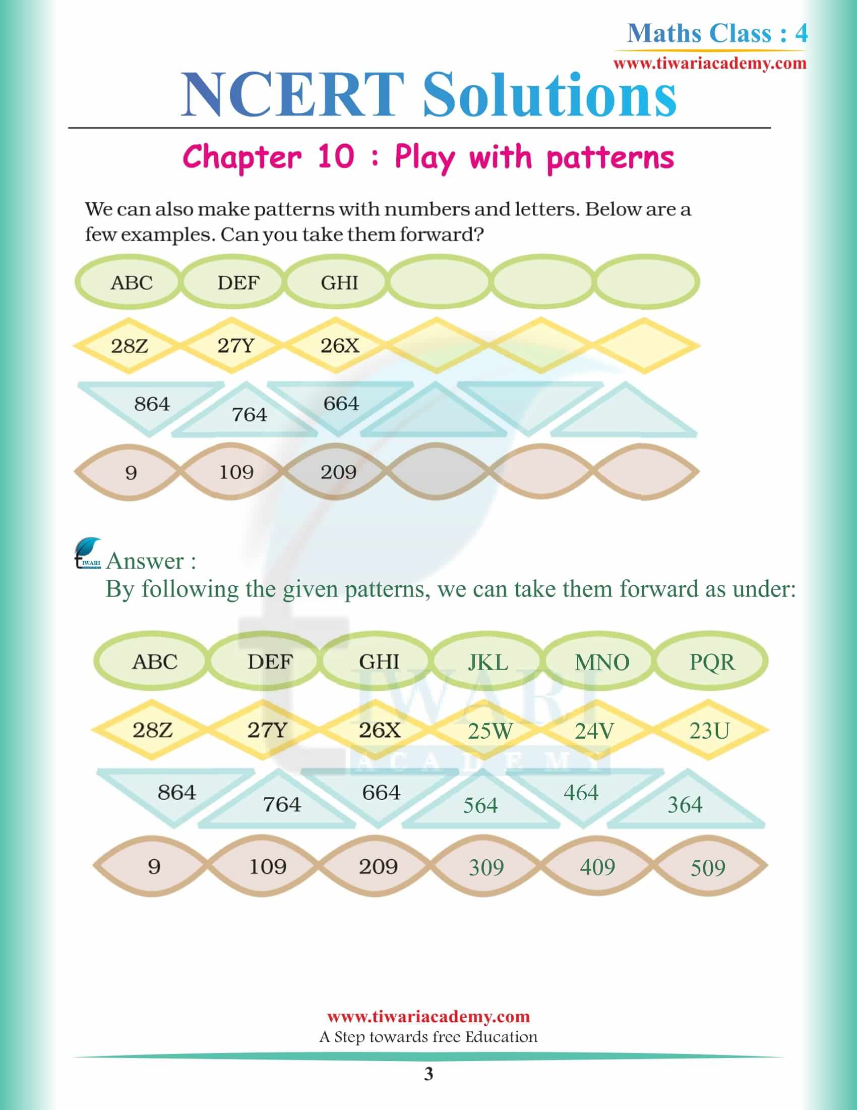 NCERT Solutions for Class 4 Maths Chapter 10 in English Medium