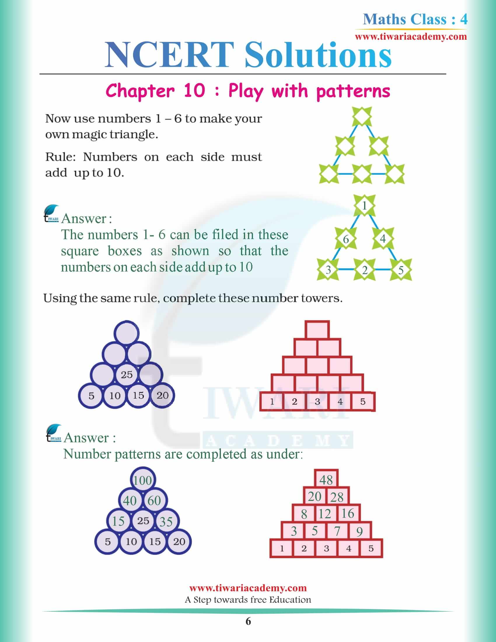 NCERT Solutions for Class 4 Maths Chapter 10 Question answers