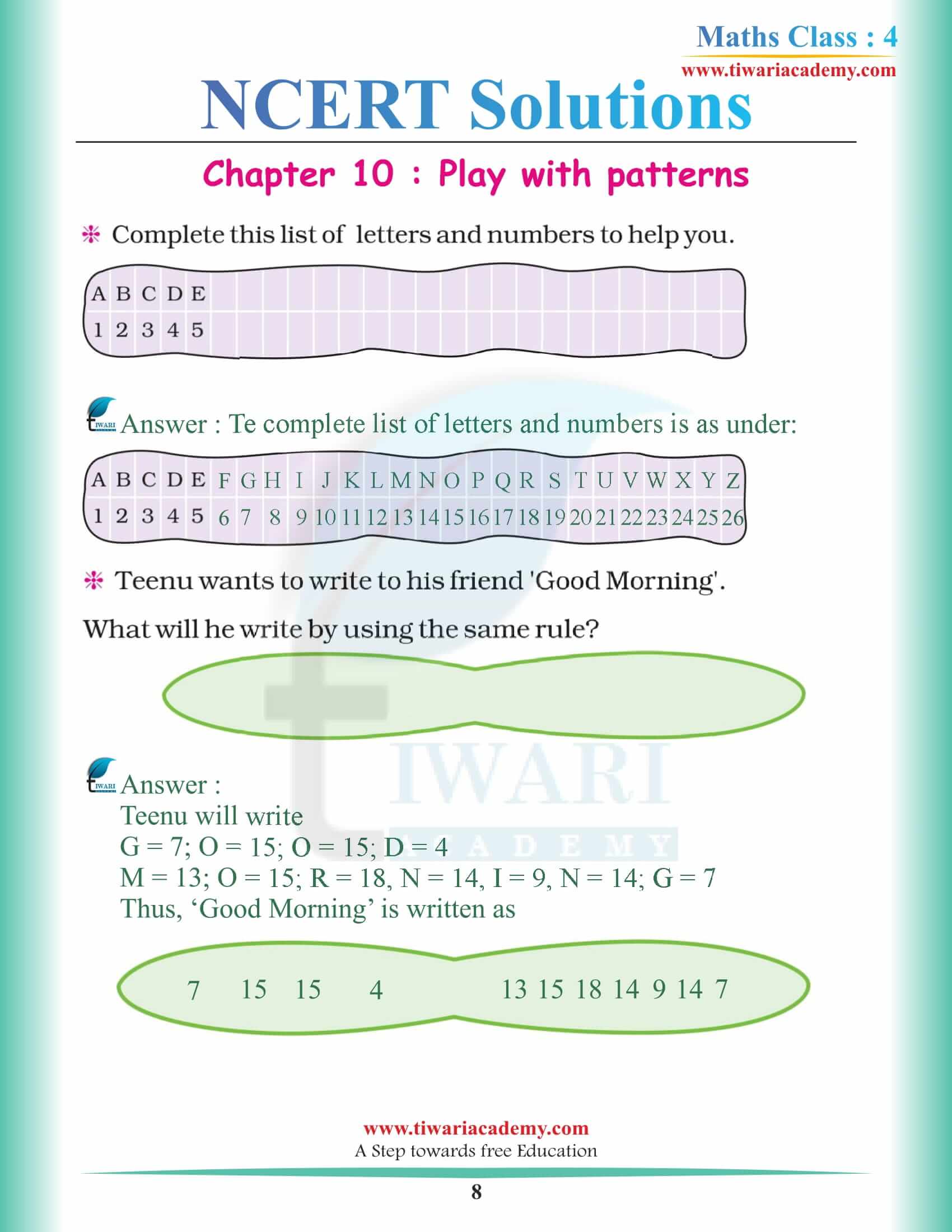 Class 4 Maths NCERT Chapter 10 Solutions