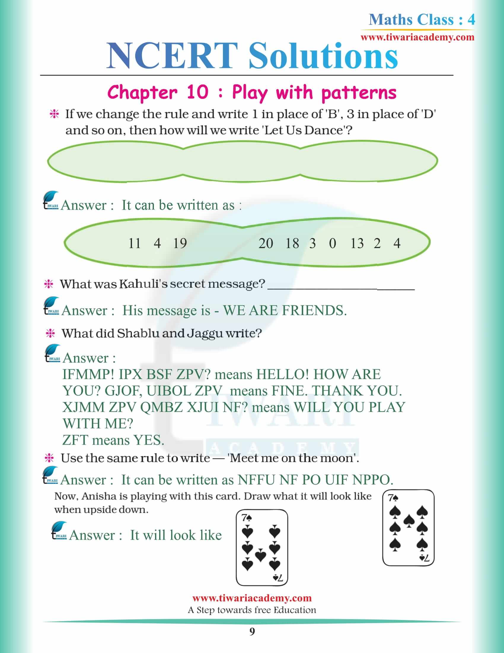 Class 4 Maths NCERT Chapter 10 Solutions in PDF