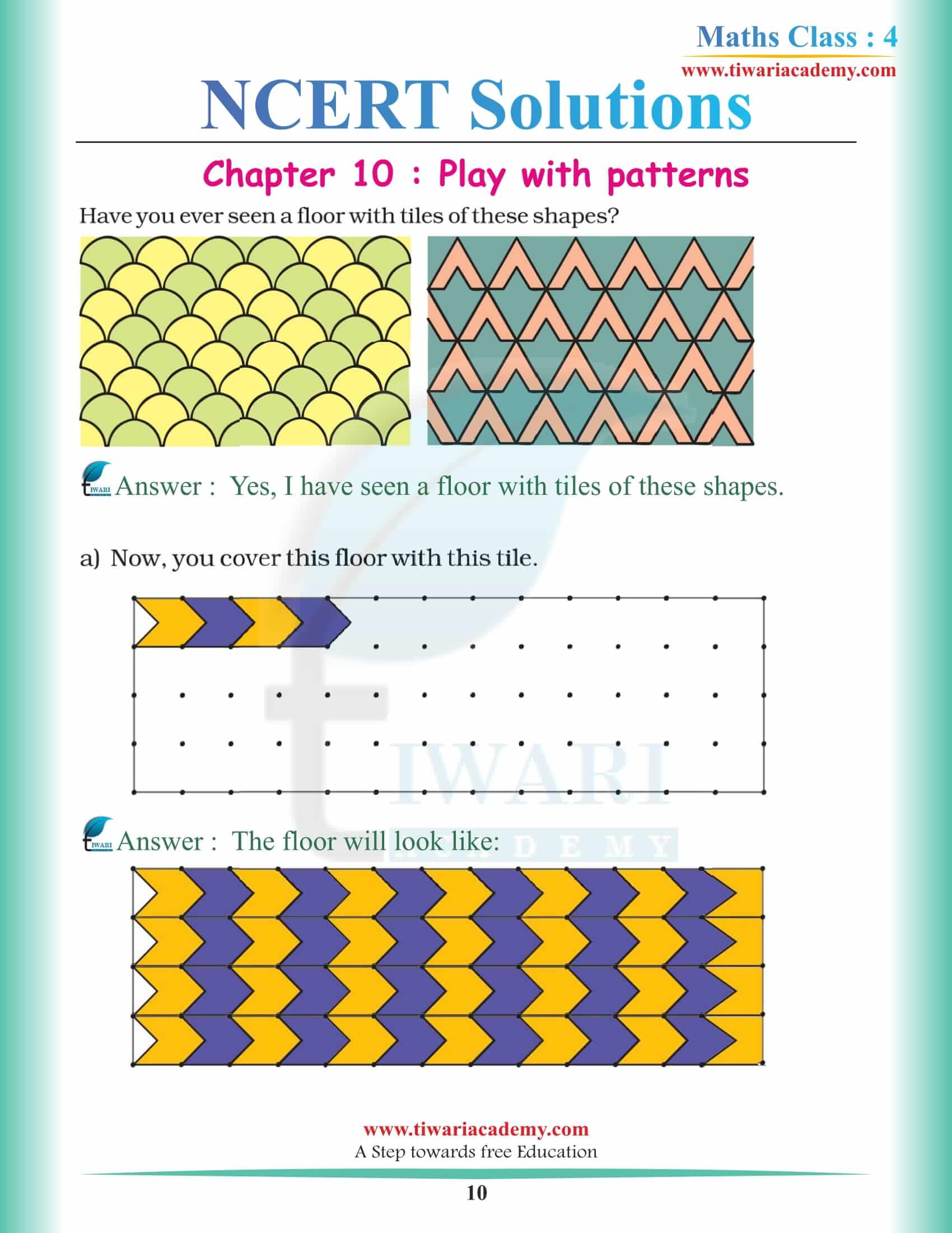 Class 4 Maths NCERT Chapter 10 Solutions in English Medium