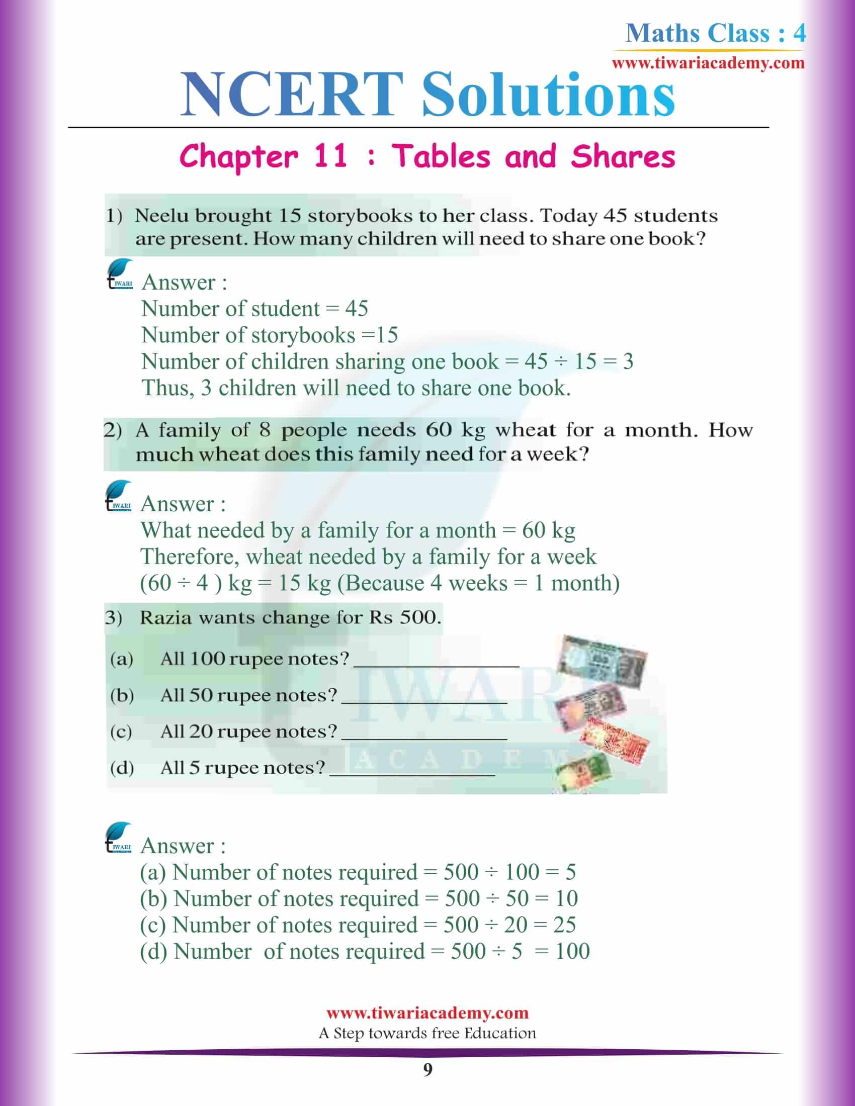 Class 4 Maths NCERT Chapter 11 Solutions