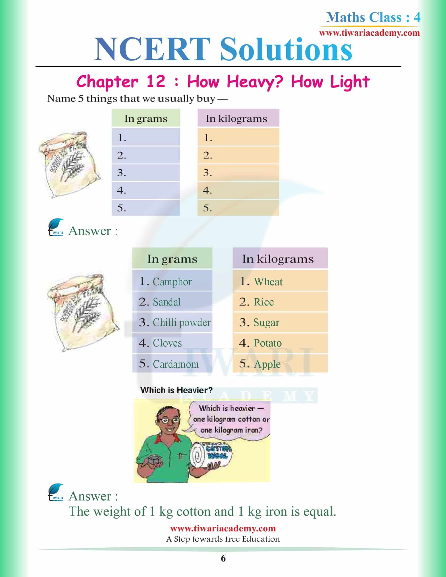 NCERT Solutions for Class 4 Maths Chapter 12 in English