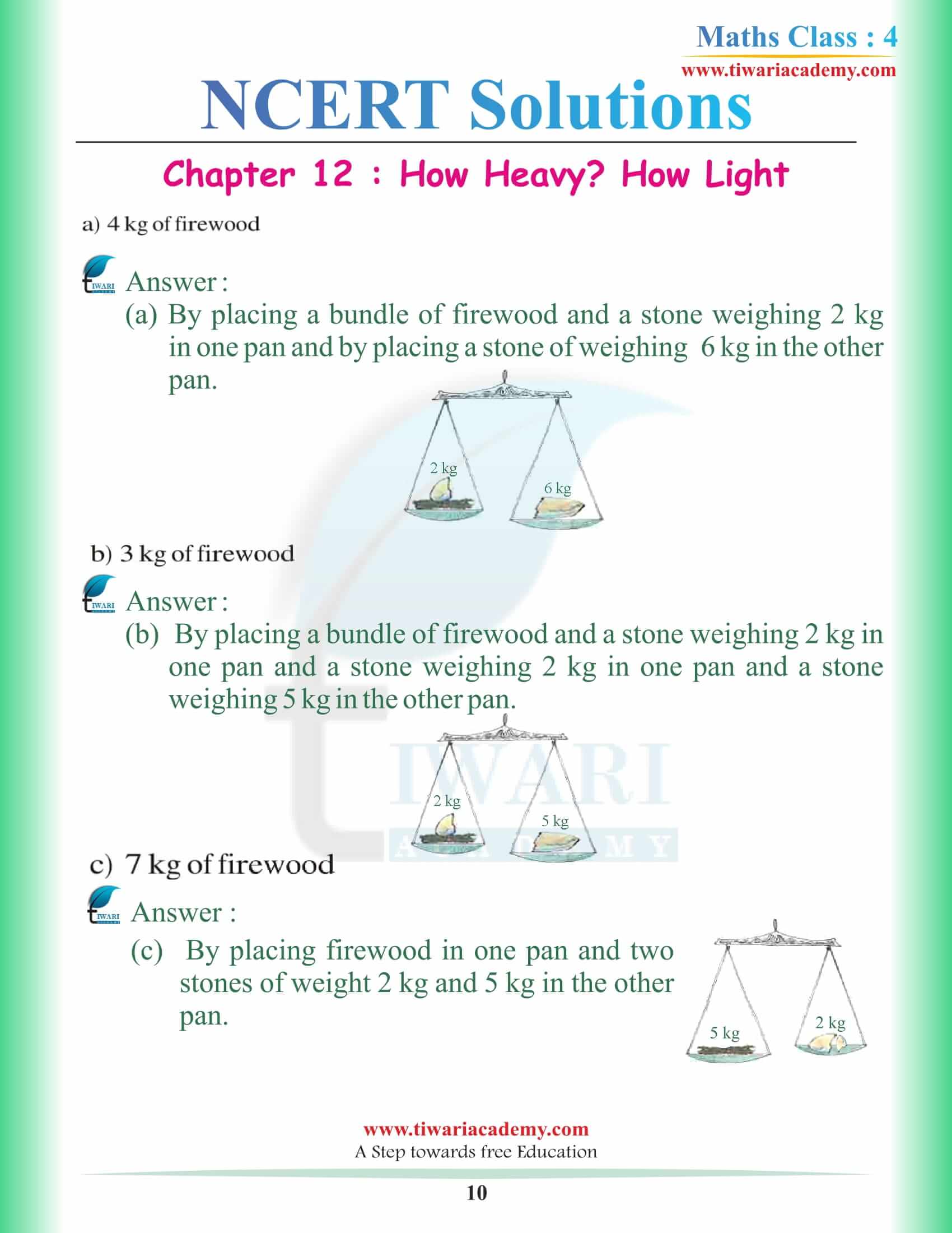 Class 4 Maths Chapter 12 Solutions questions answers