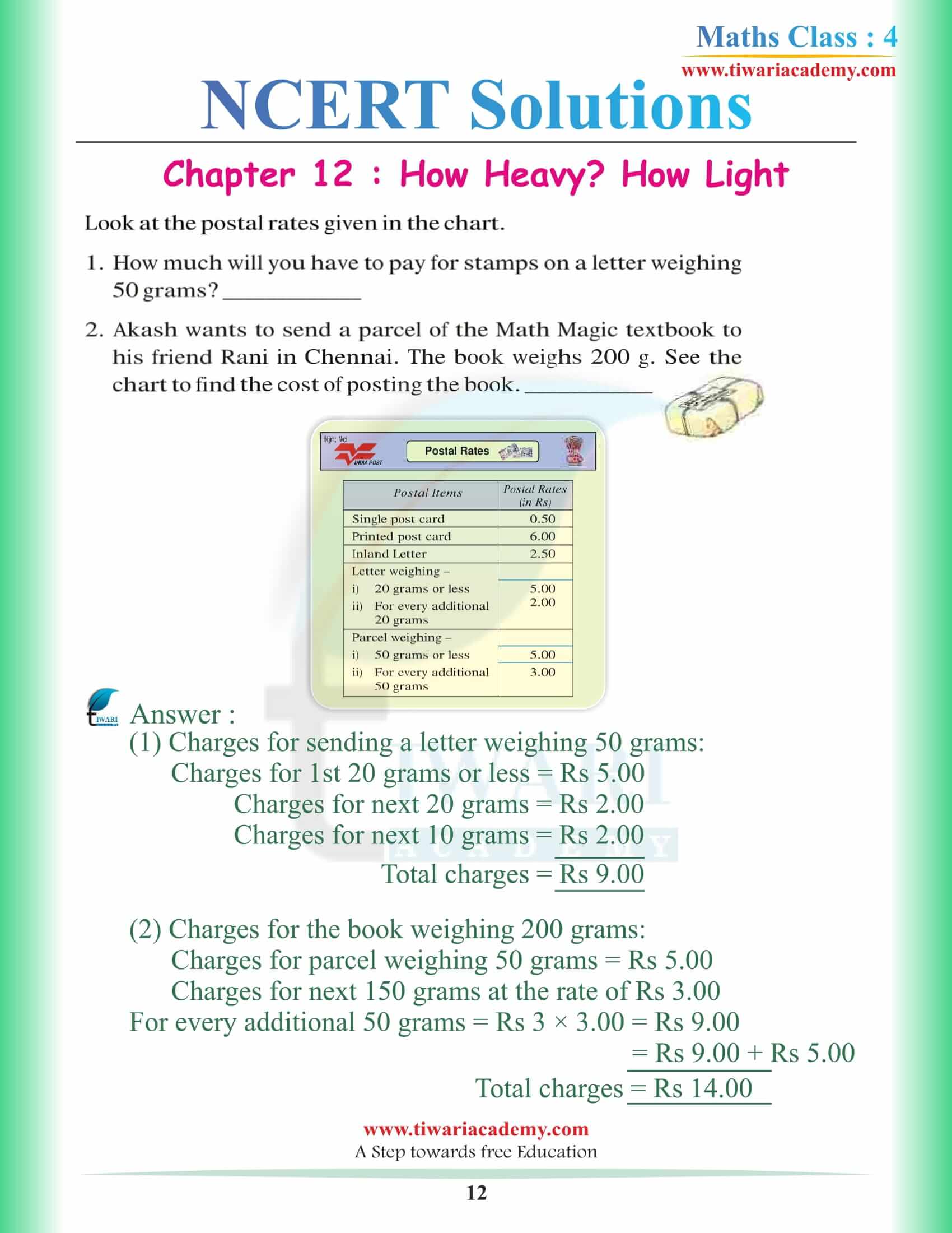 Class 4 Maths NCERT Chapter 12 Solutions