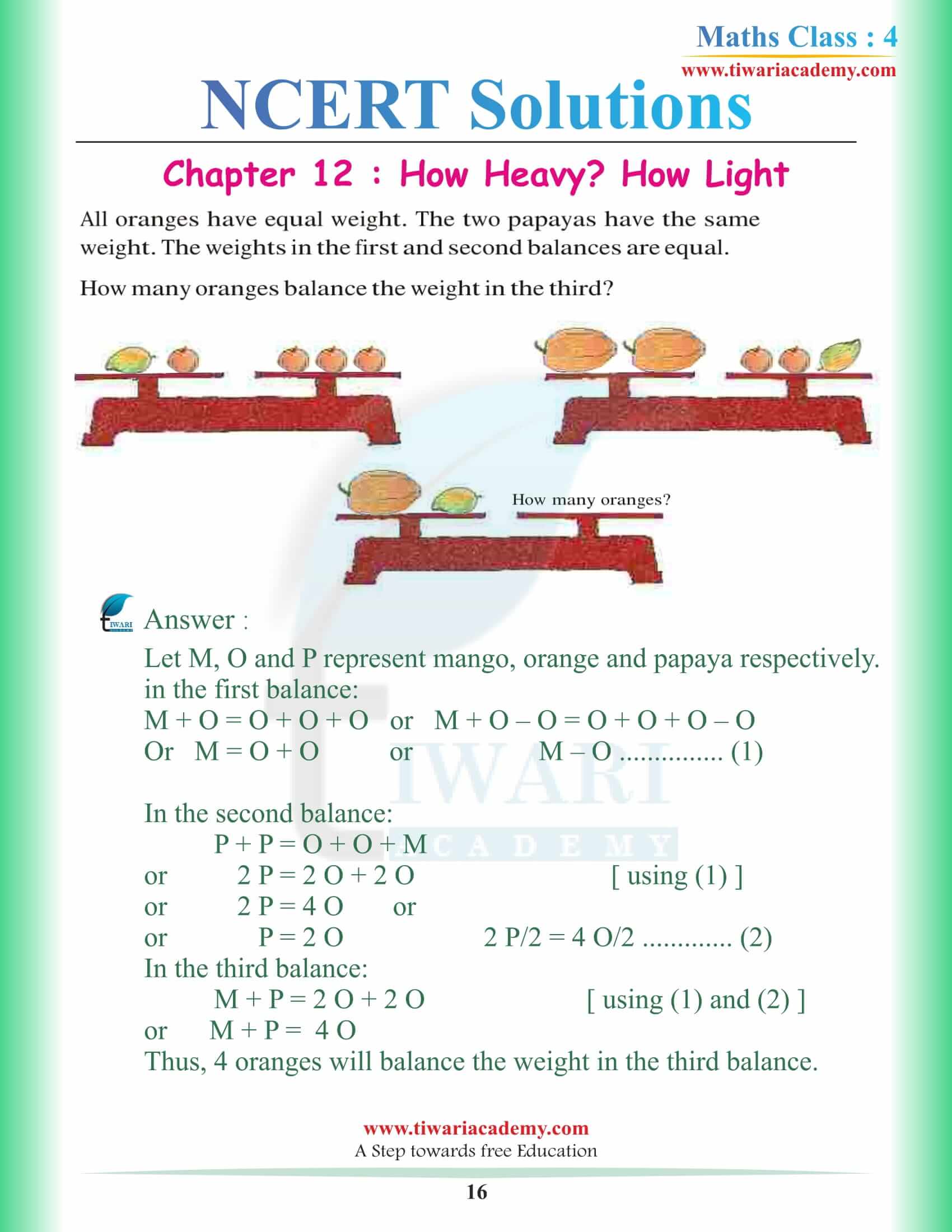 Class 4 Maths NCERT Chapter 12 Solutions updated
