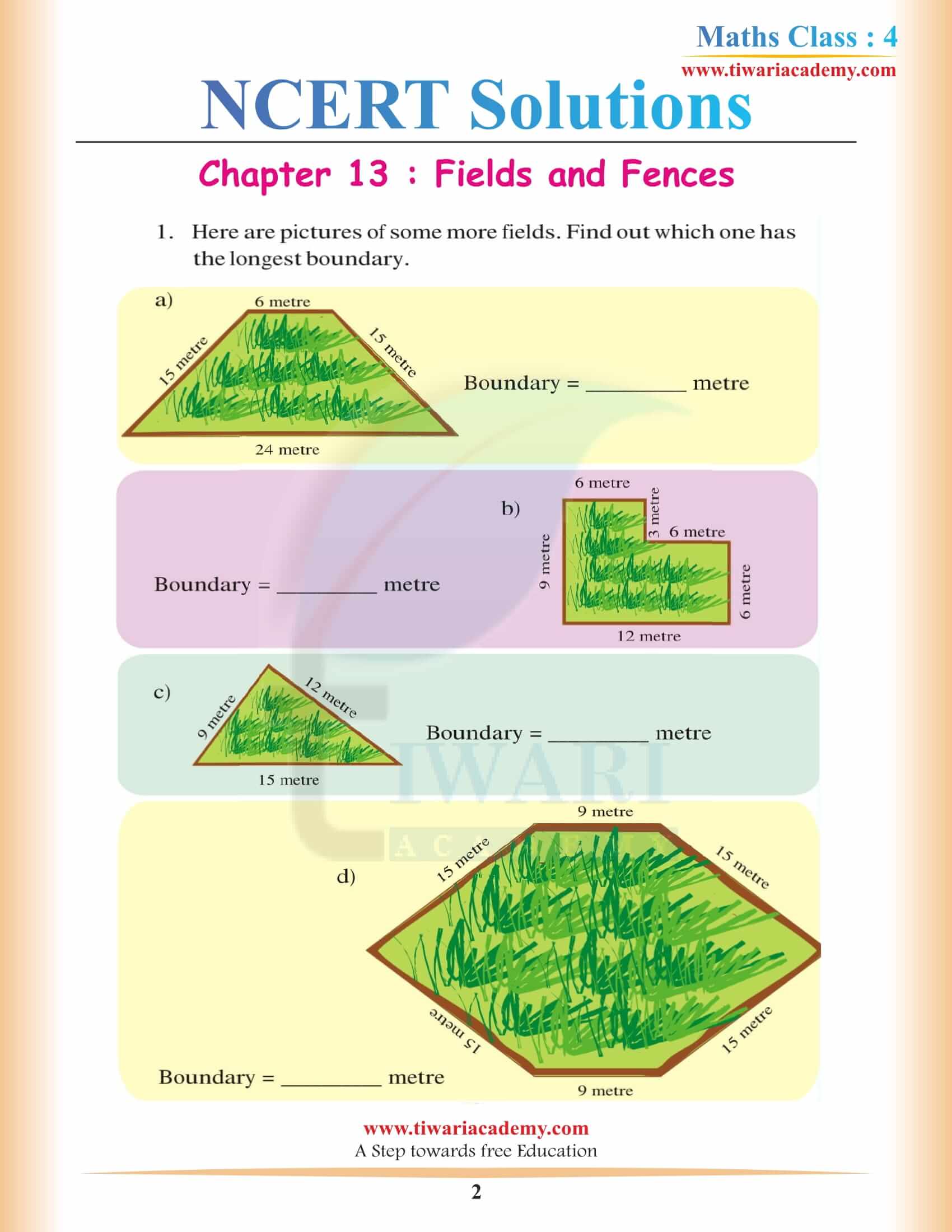 NCERT Solutions for Class 4 Maths Chapter 13