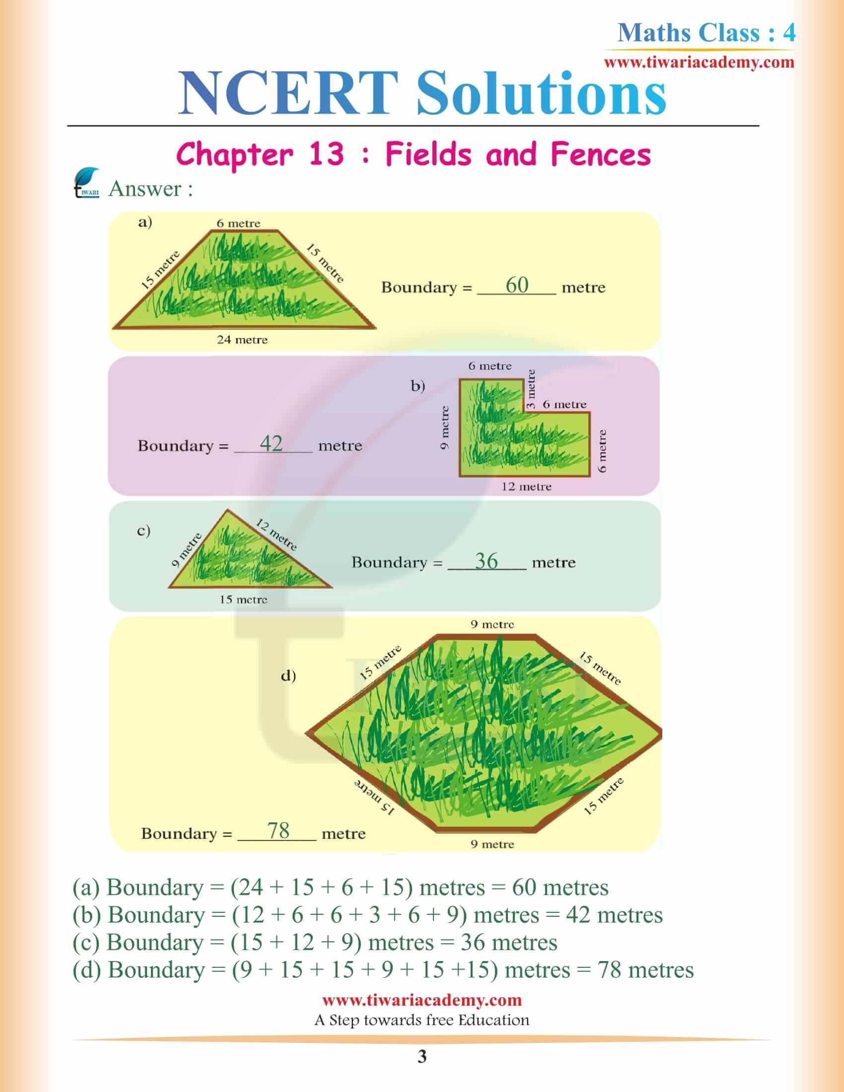 NCERT Solutions for Class 4 Maths Chapter 13 in pdf