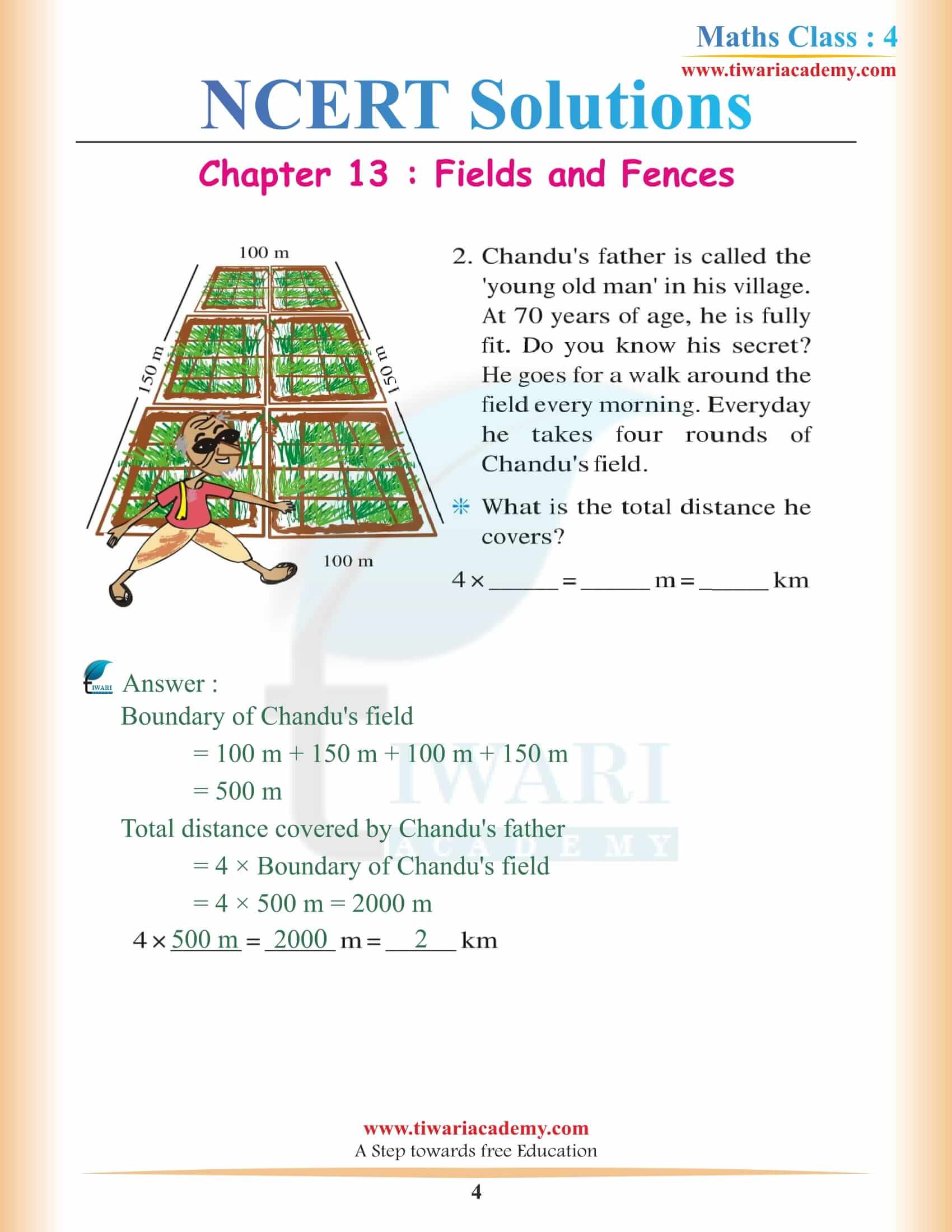 NCERT Solutions for Class 4 Maths Chapter 13 in English Medium