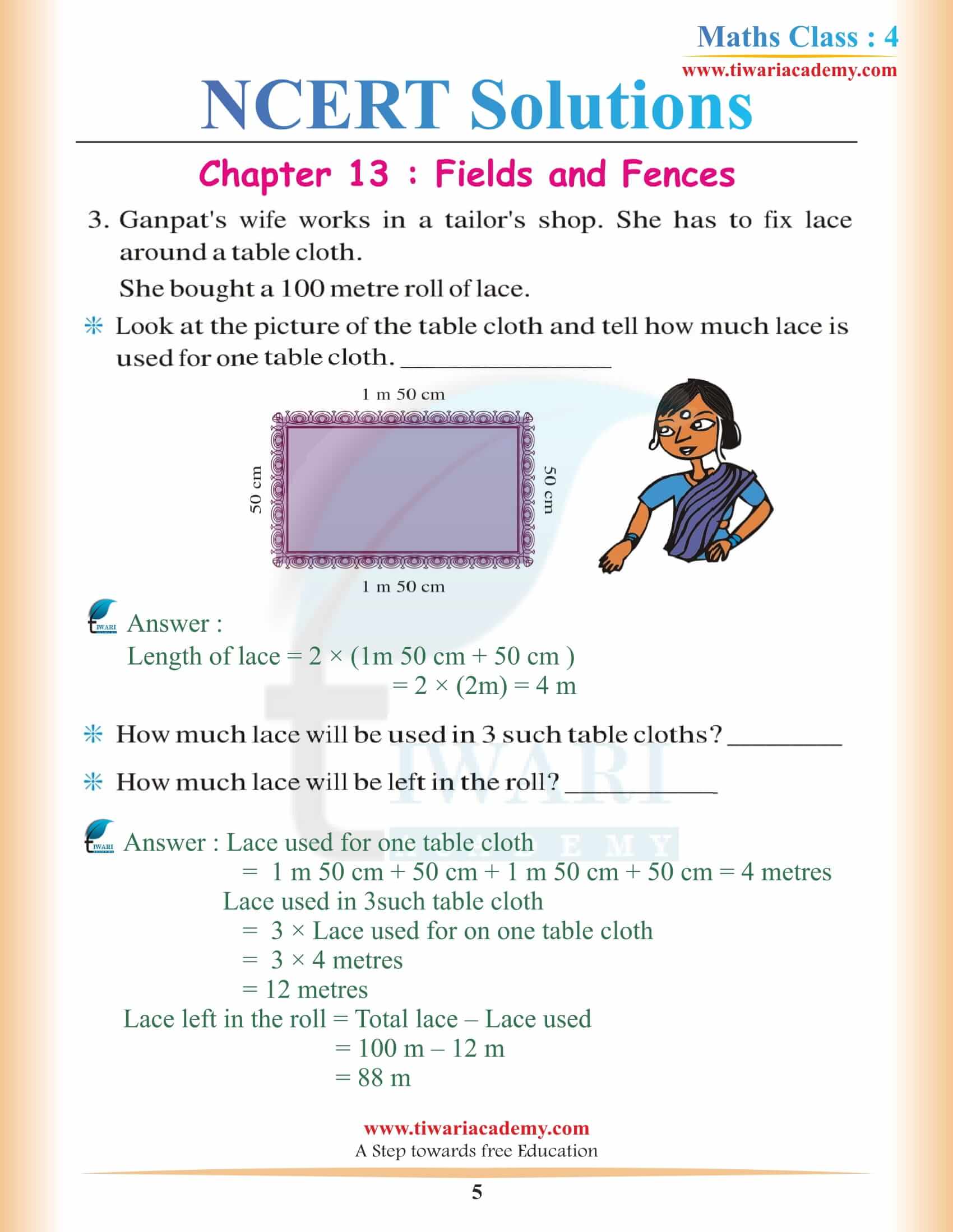 NCERT Solutions for Class 4 Maths Chapter 13 free download