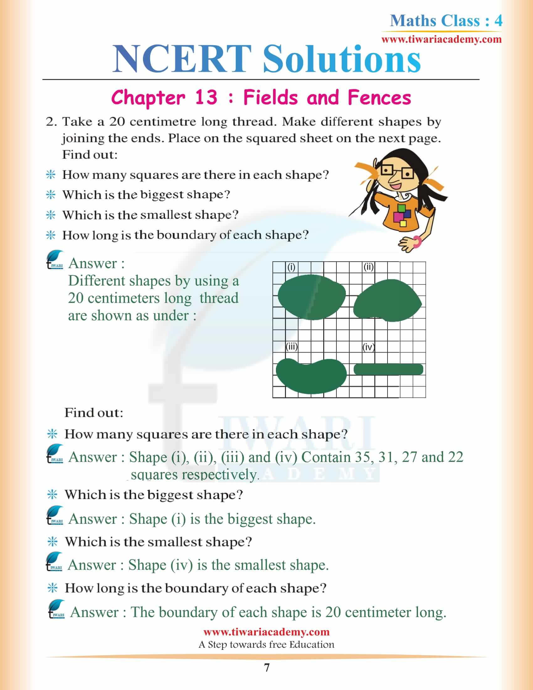 Class 4 Maths Chapter 13 answers