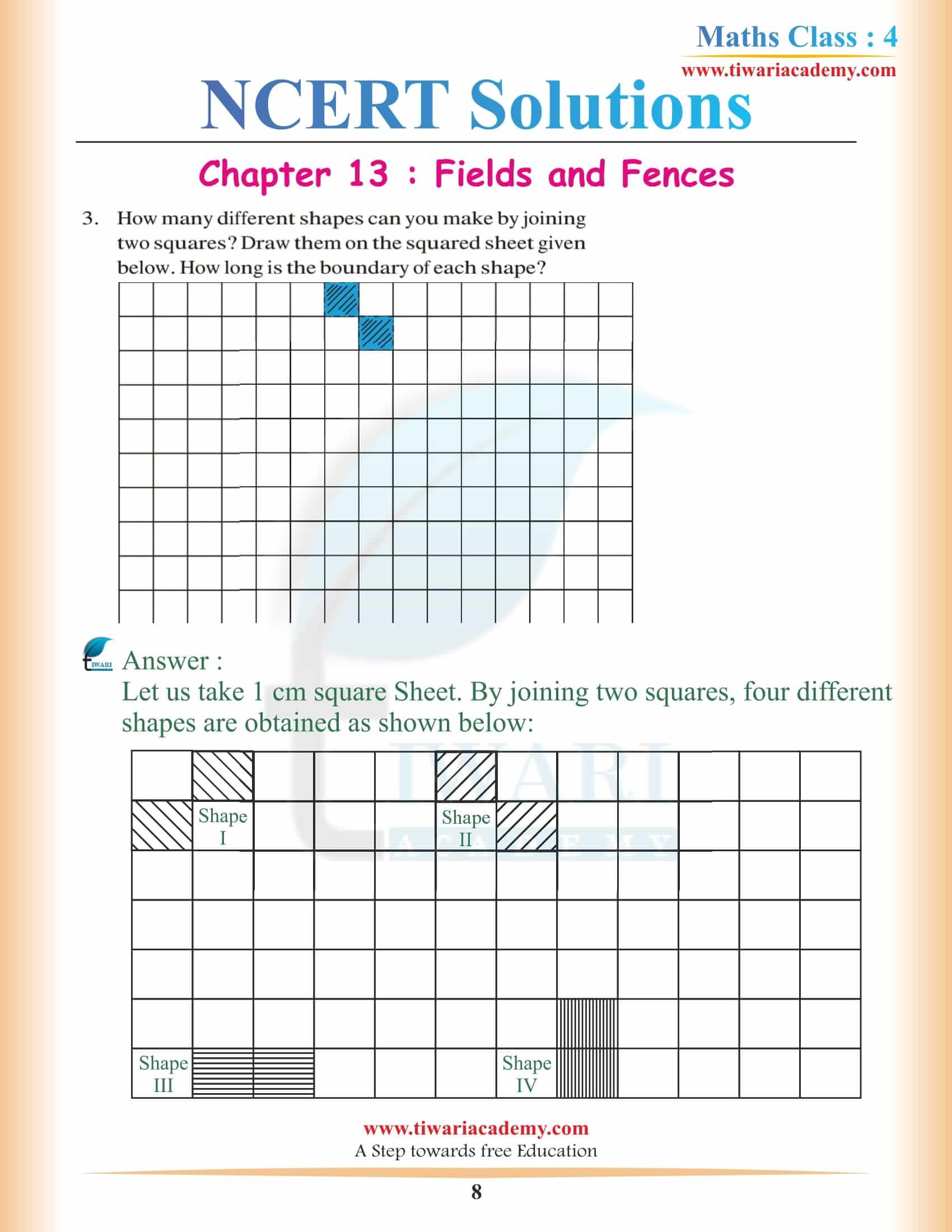 Class 4 Maths Chapter 13 question solutions