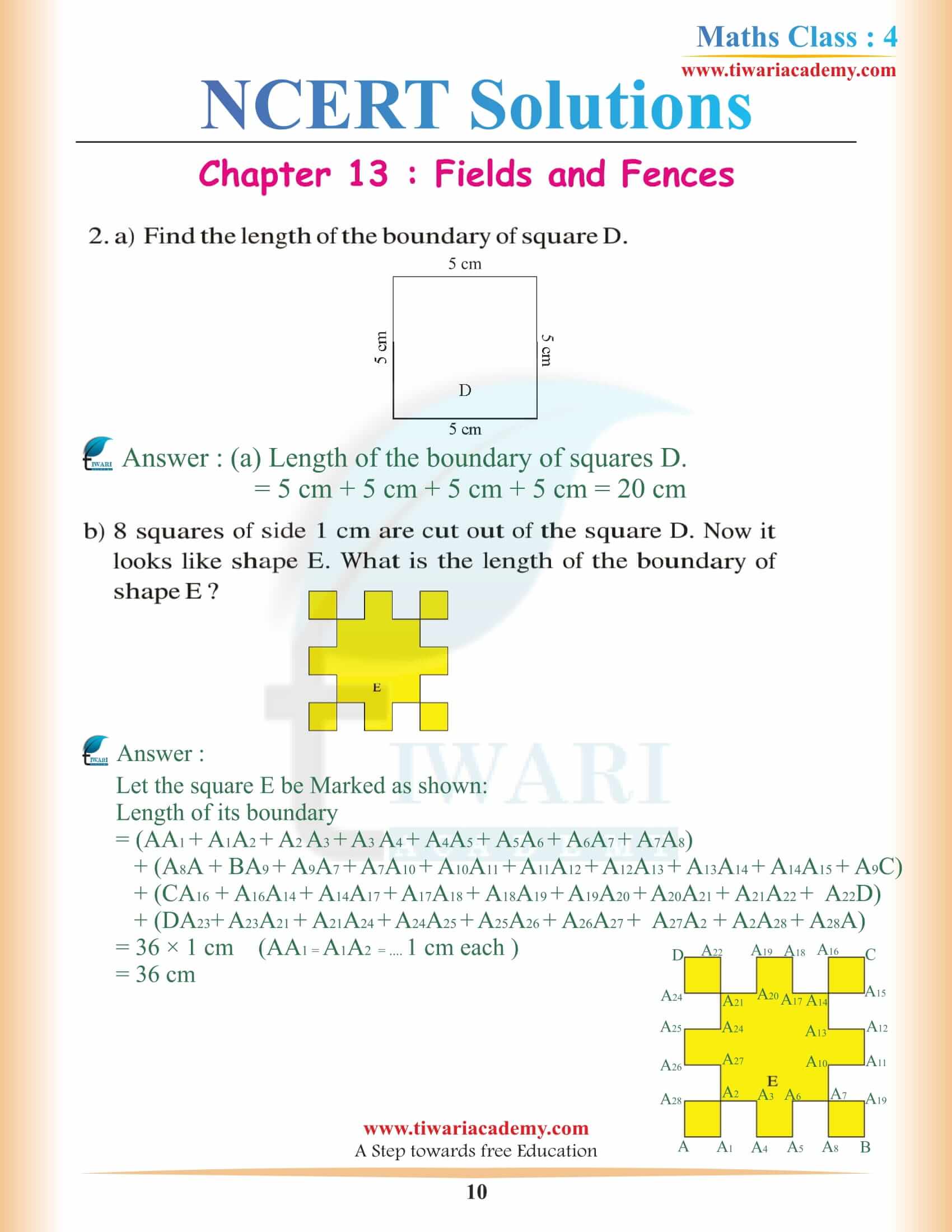 Class 4 Maths Chapter 13 answers guide free downlaod