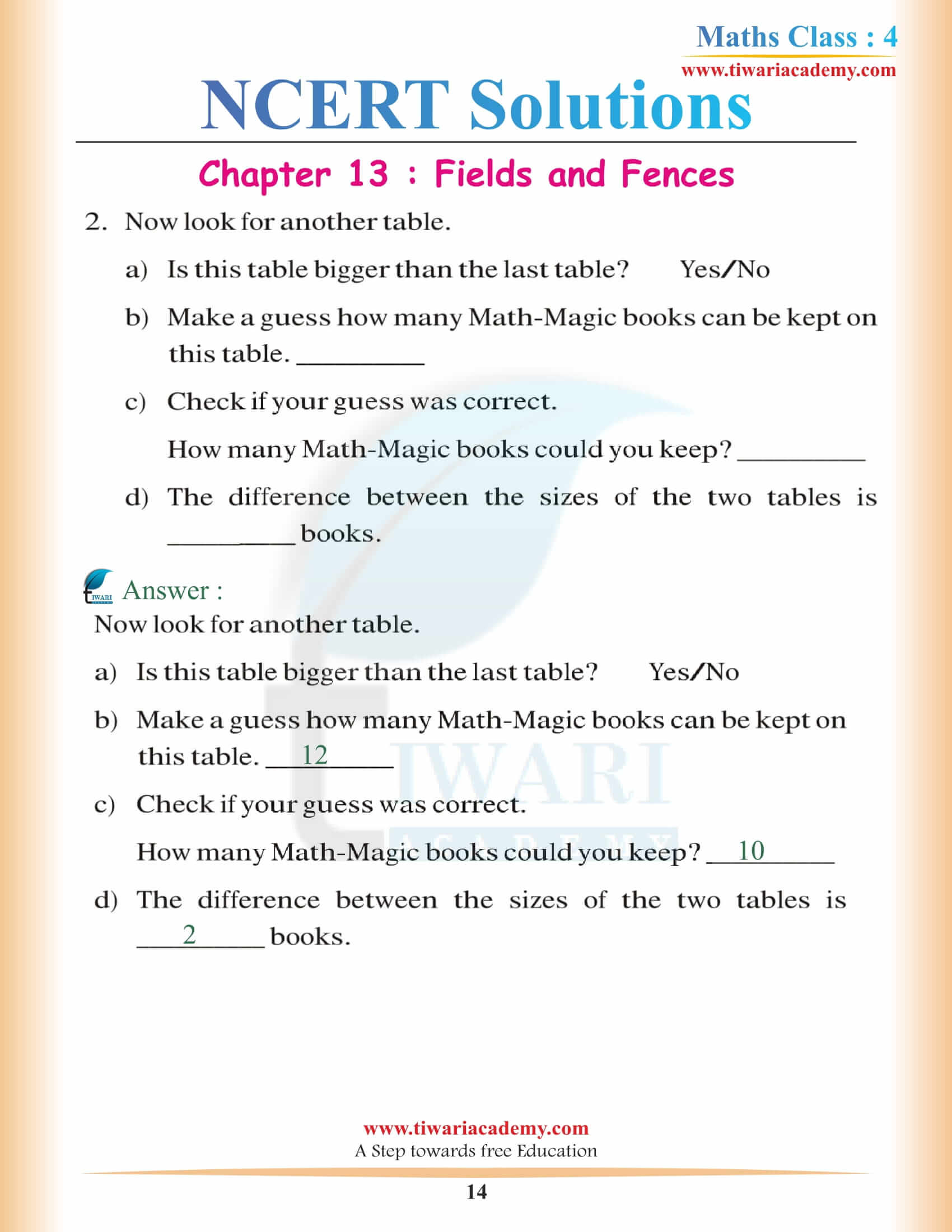 Class 4 Maths NCERT Chapter 13 in English medium