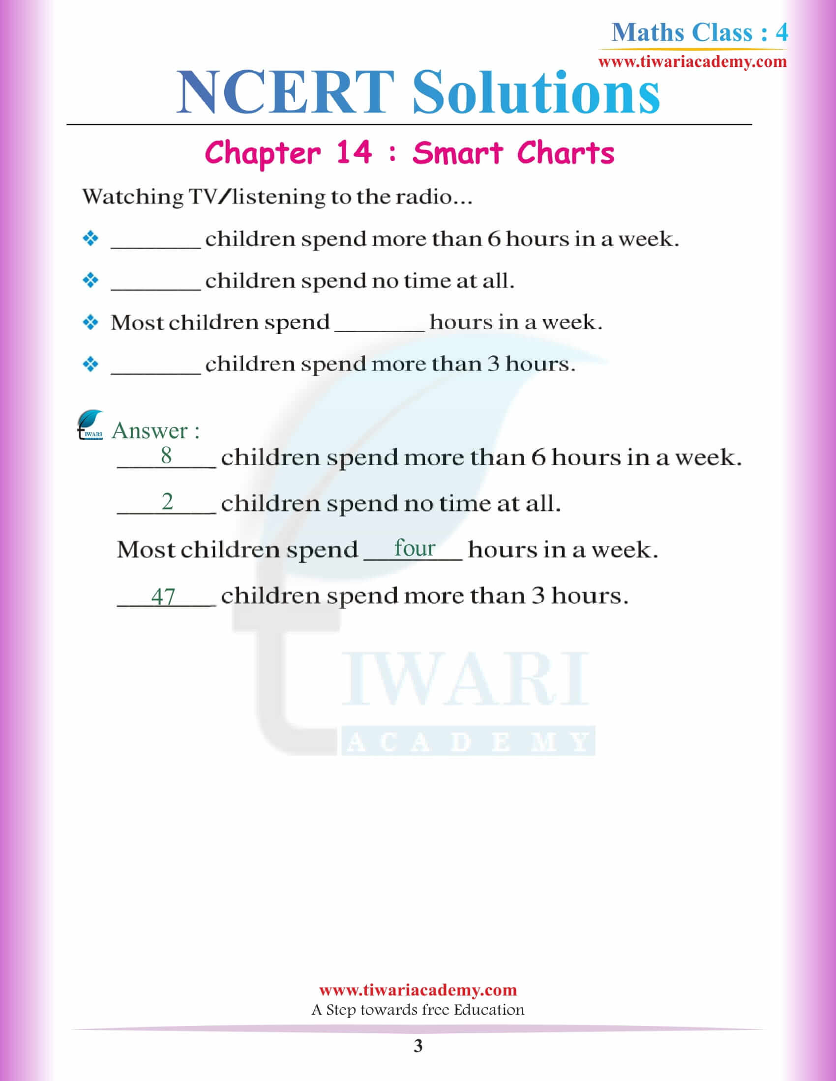 NCERT Solutions for Class 4 Maths Chapter 14 in PDF