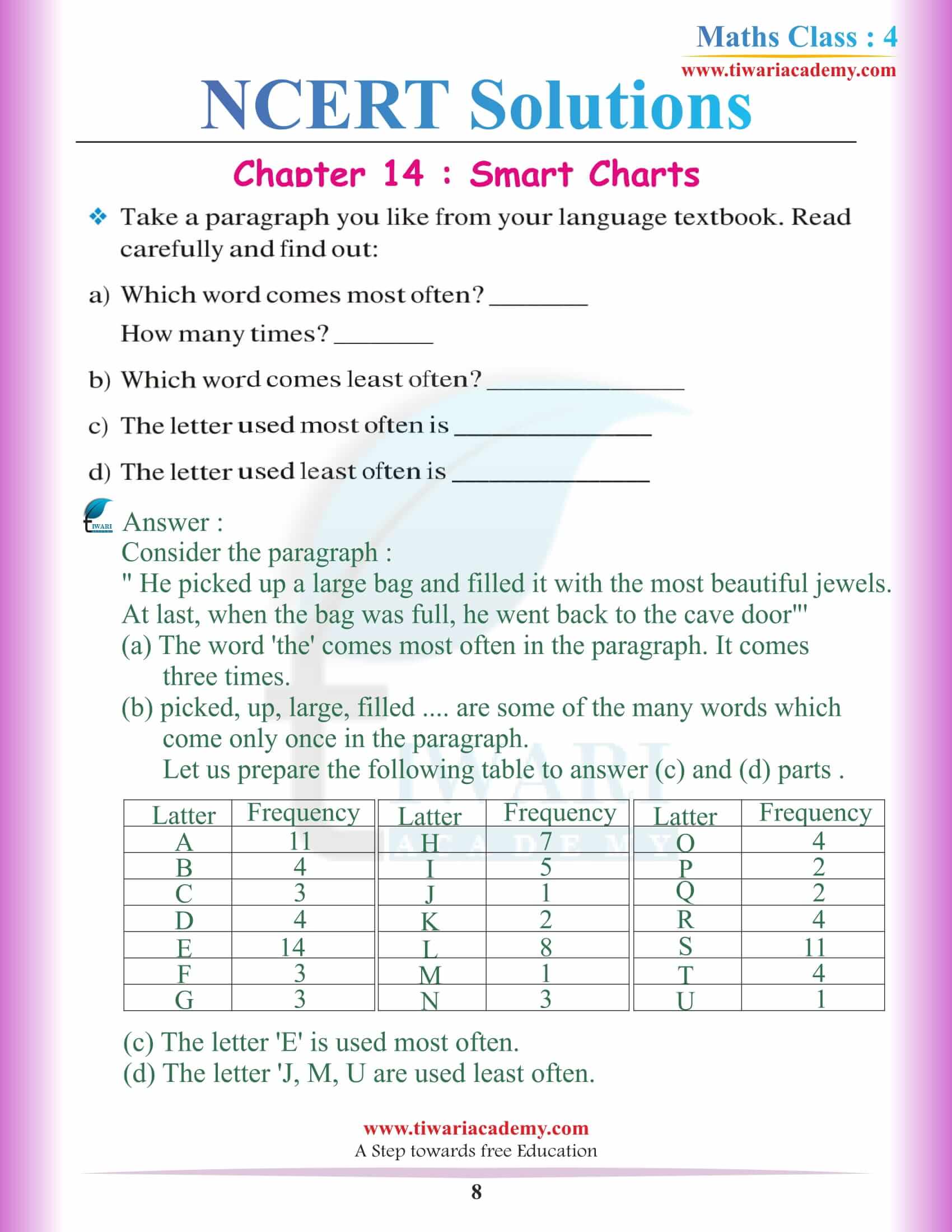 Class 4 Maths NCERT Chapter 14 Solutions in PDF