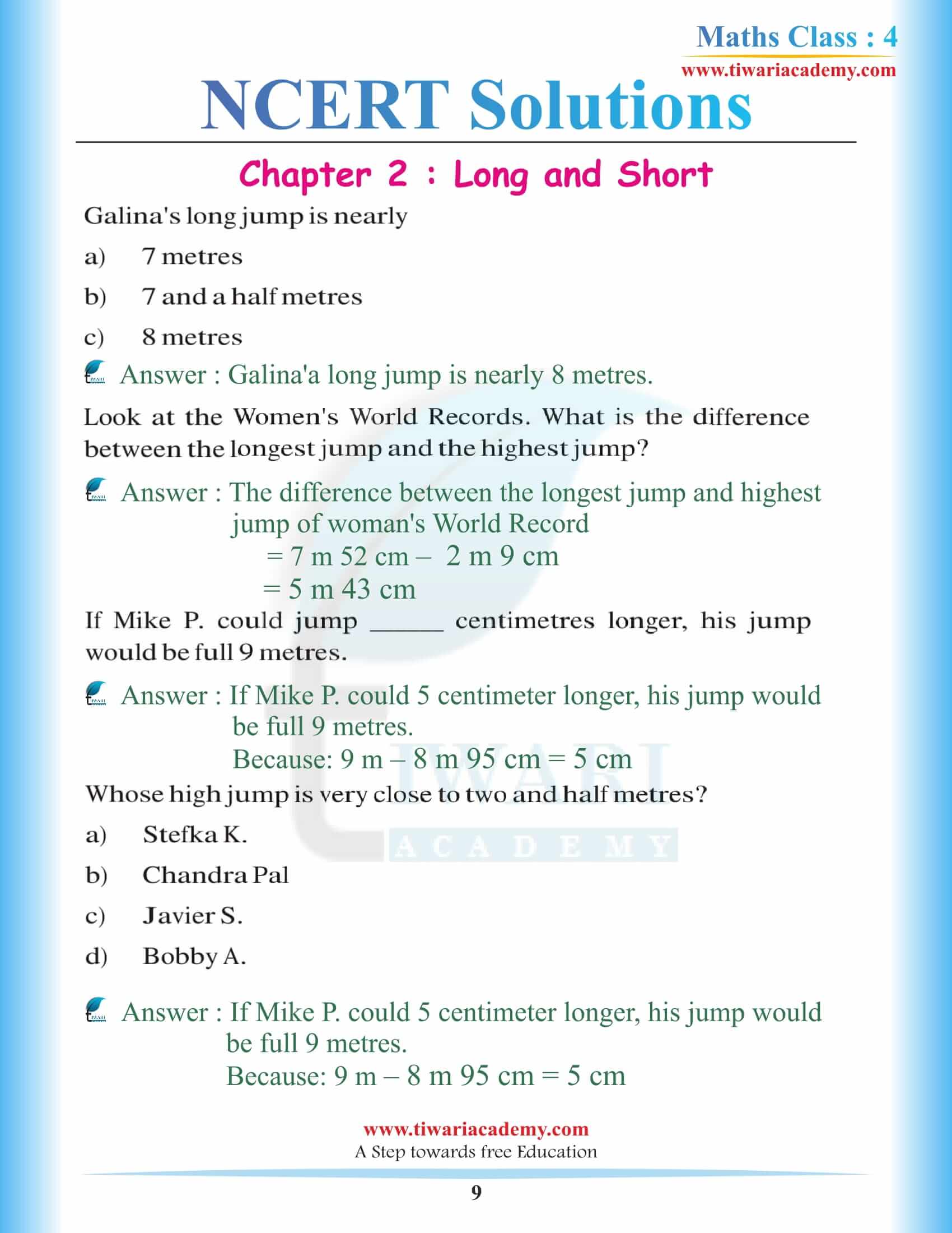 Class 4 Maths NCERT Chapter 2 Solutions in PDF free