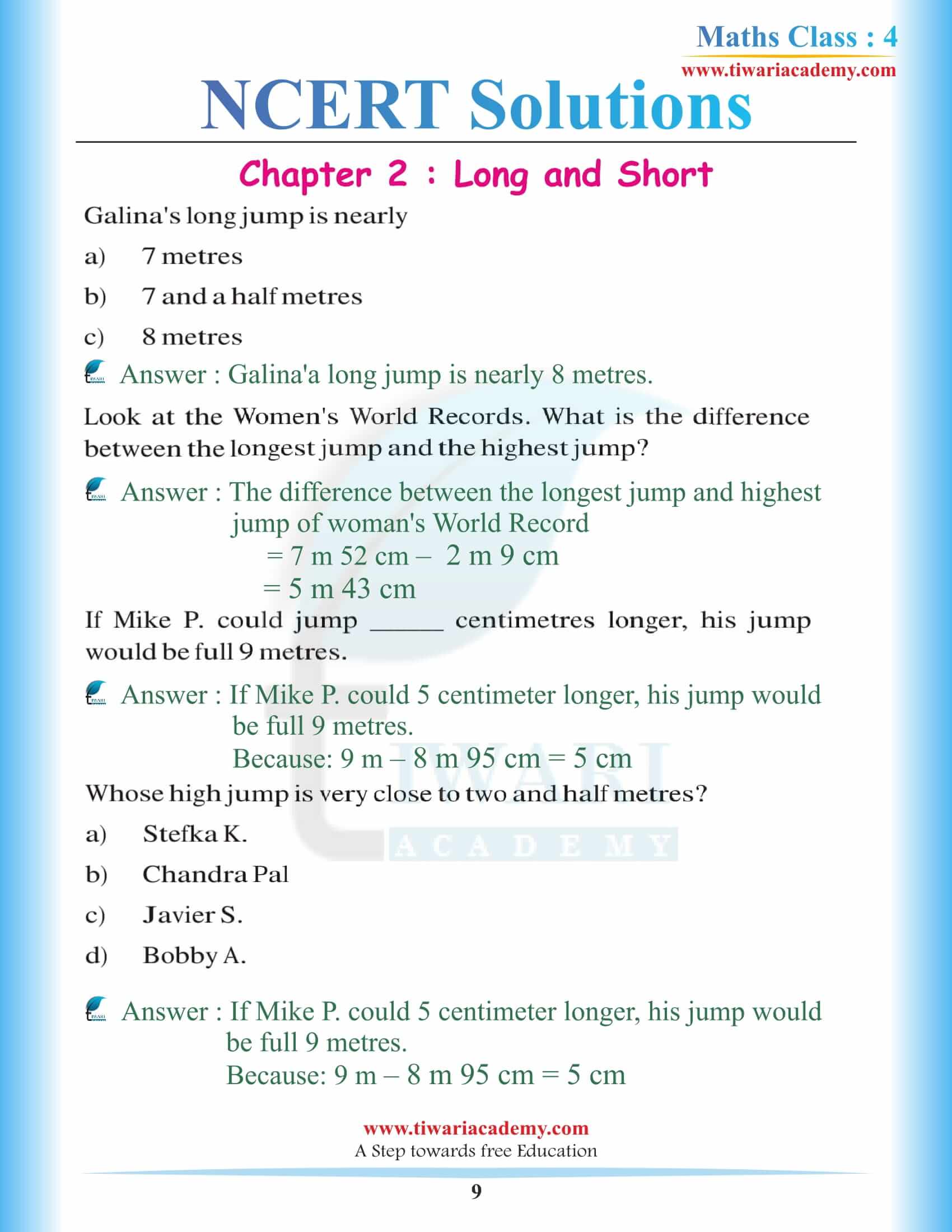 Class 4 Maths NCERT Chapter 2 Solutions in PDF free