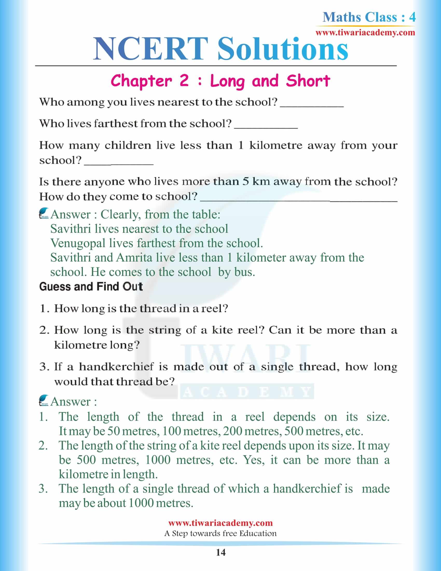 Grade 4th Maths NCERT Chapter 2 in English Medium