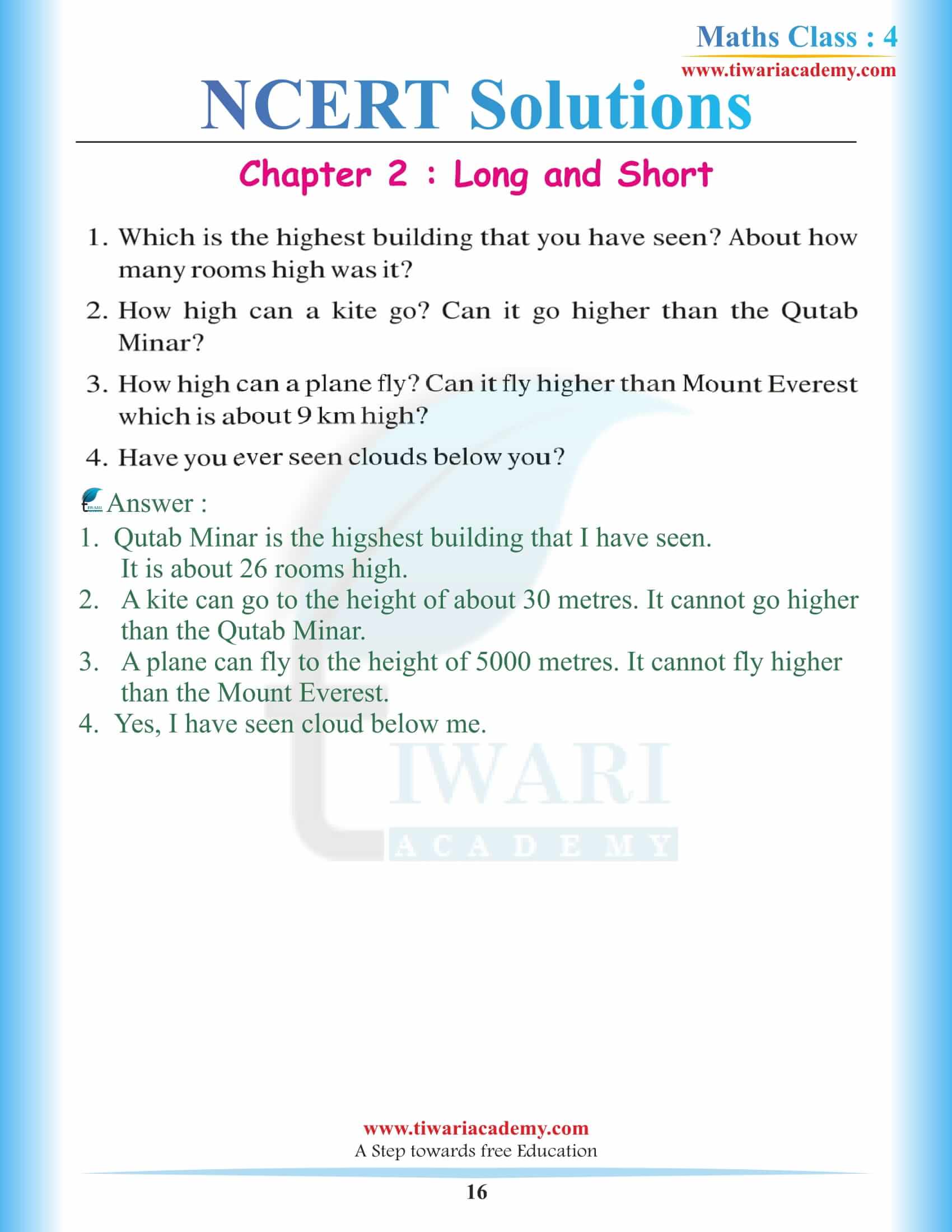 Grade 4th Maths NCERT Chapter 2 pdf