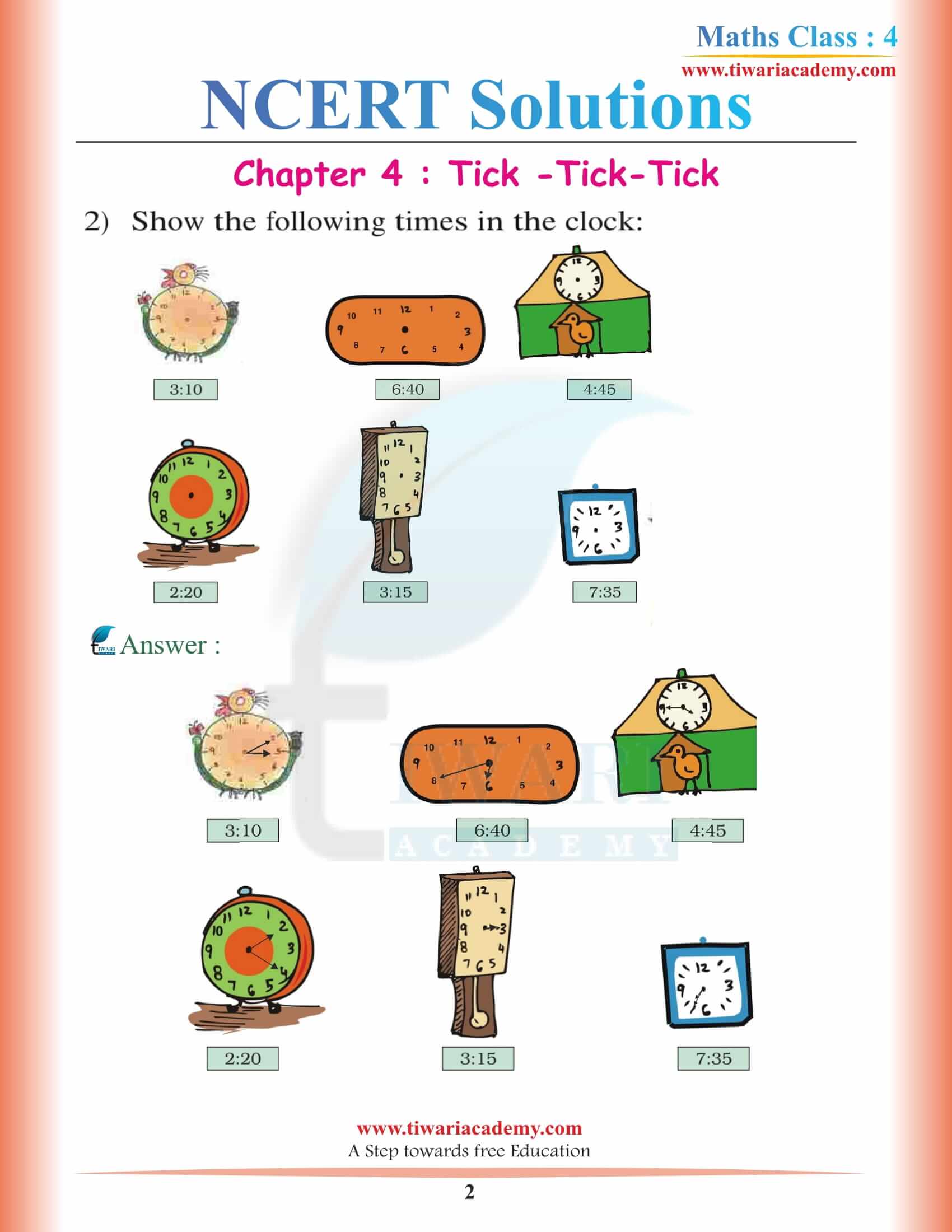 NCERT Solutions for Class 4 Maths Chapter 4