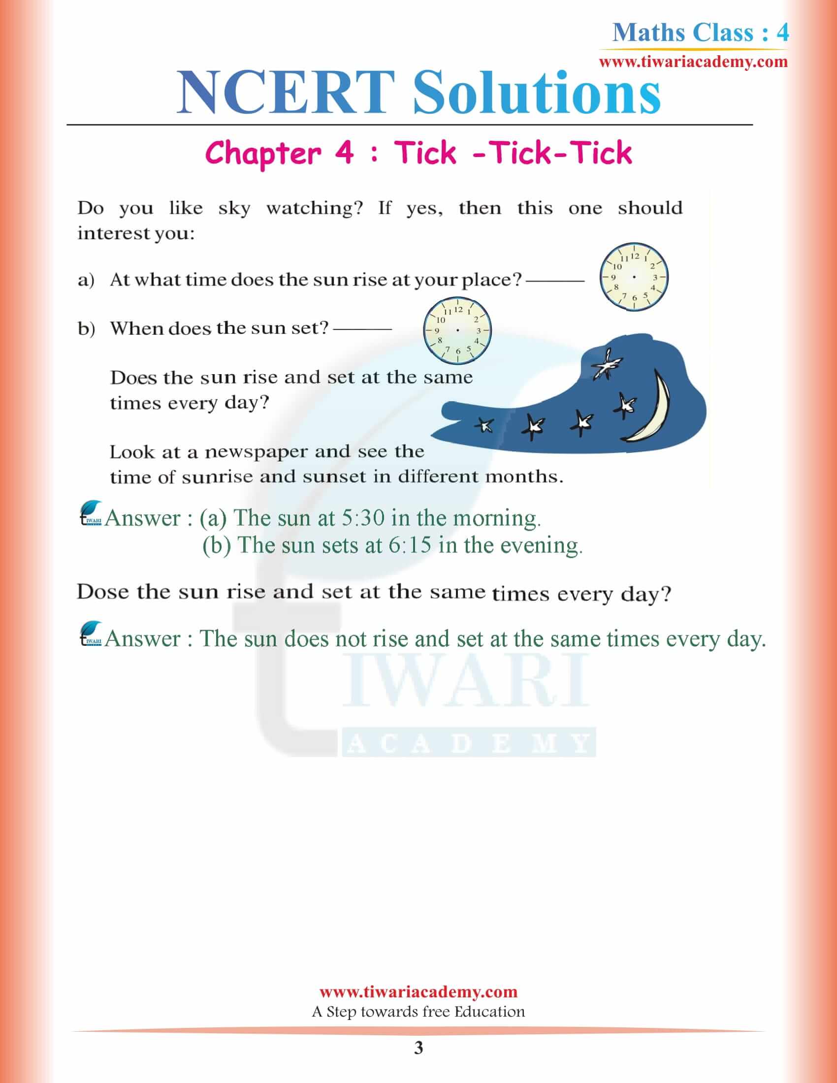NCERT Solutions for Class 4 Maths Chapter 4 in PDF
