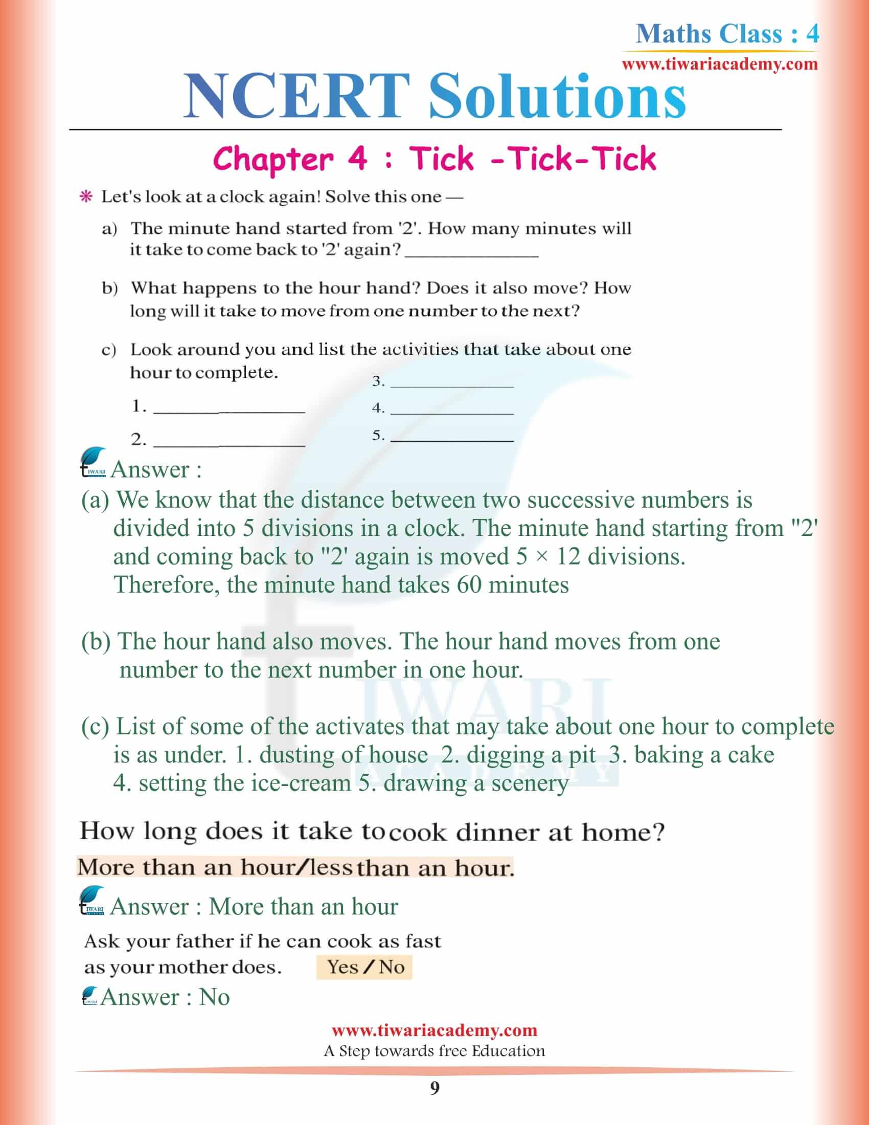 Class 4 Maths NCERT Chapter 4 Solutions